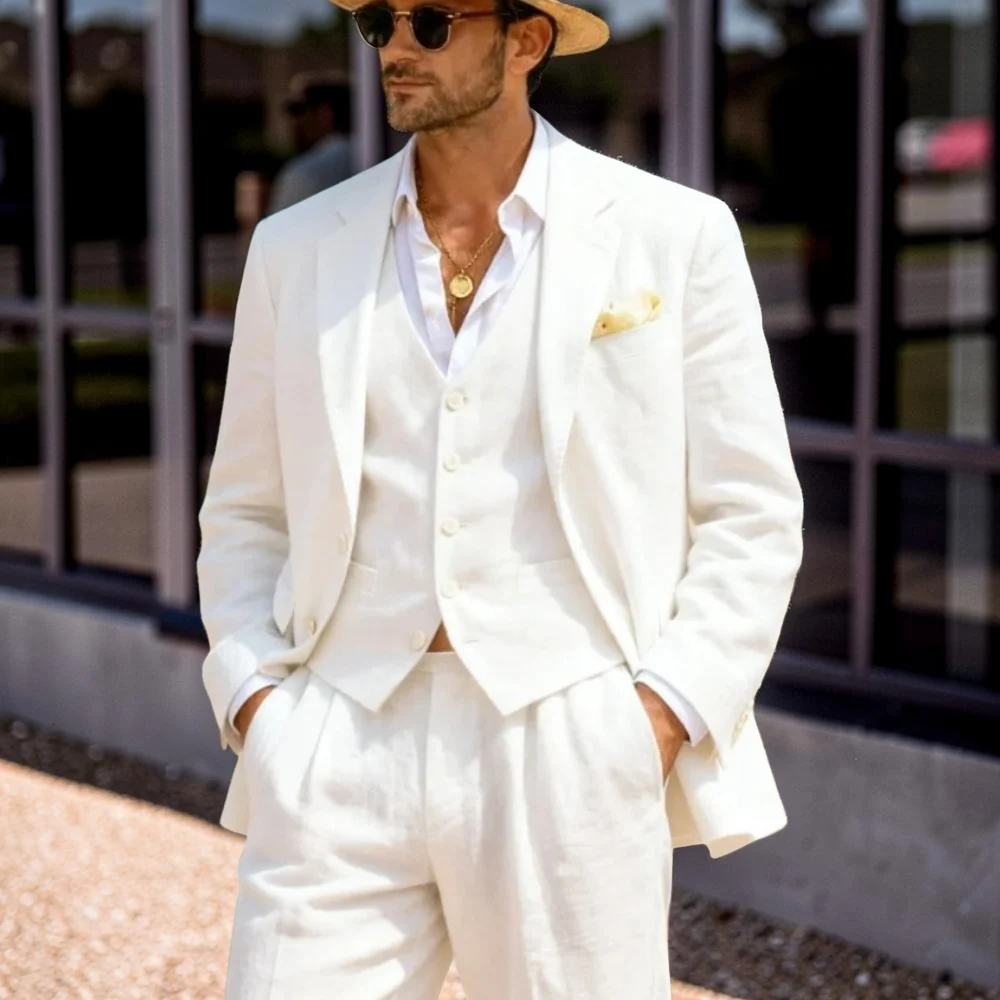 Relaxed Linen Wedding Men Suits Dark Green 3 Pieces Minimalist Single Breasted Casual Suit For Summer Party Business Occasion
Relaxed Linen Wedding Men Suits Dark Green 3 Pieces Minimalist Single Breasted Casual Suit For Summer Party Business Occasion