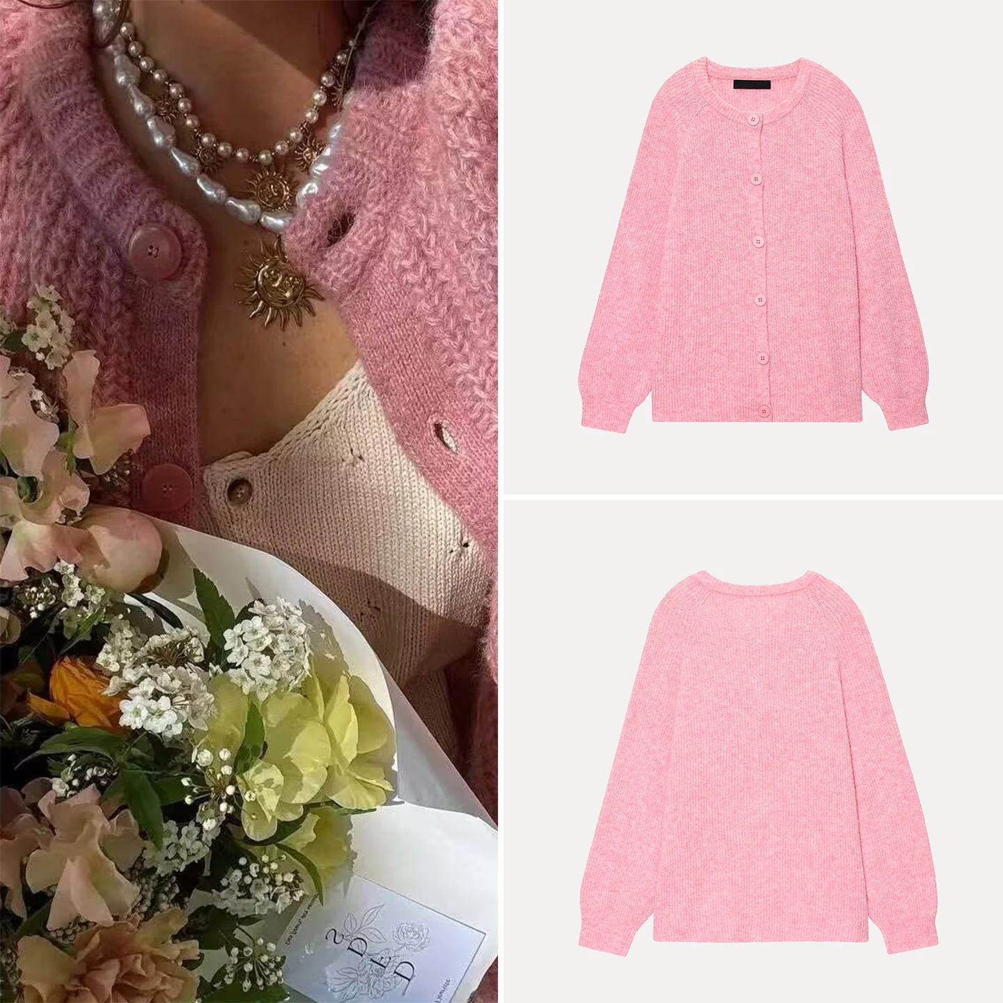 2025 Summer New Women's Faion Simple Lazy Pink Sweater Cardigan Outerwear Polyester Fiber Long Sve round Ne Button up
2025 Summer New Women's Faion Simple Lazy Pink Sweater Cardigan Outerwear Polyester Fiber Long Sve round Ne Button up