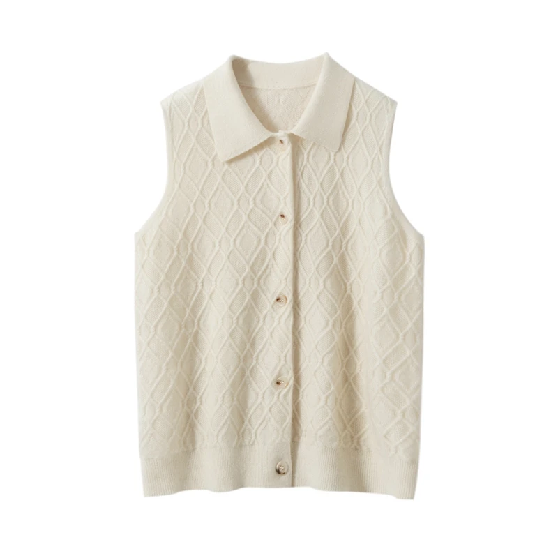 Turn-Down Collar 100% Cashmere Vest Cardigan Full Of Vitality Sweater Sleeveless Knitwear Basic Elegant Femal Clothing Tops
Turn-Down Collar 100% Cashmere Vest Cardigan Full Of Vitality Sweater Sleeveless Knitwear Basic Elegant Femal Clothing Tops