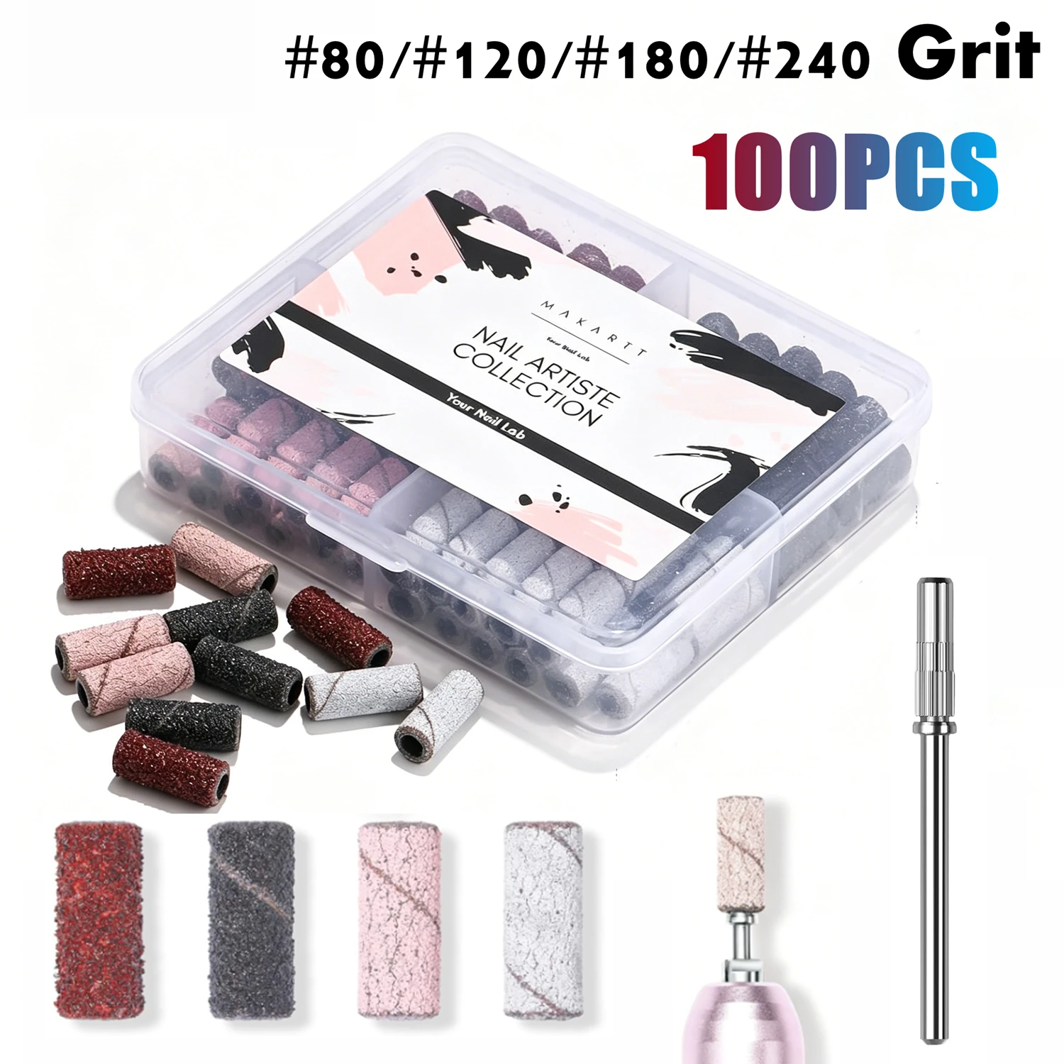 100Pcs Nail Drill Bits Sanding Bands,4 Color Coarse Fine 80/120/180/240 Grit File Sand with 3.1mm Mini Mandrel Nail Bit Manicure
100Pcs Nail Drill Bits Sanding Bands,4 Color Coarse Fine 80/120/180/240 Grit File Sand with 3.1mm Mini Mandrel Nail Bit Manicure