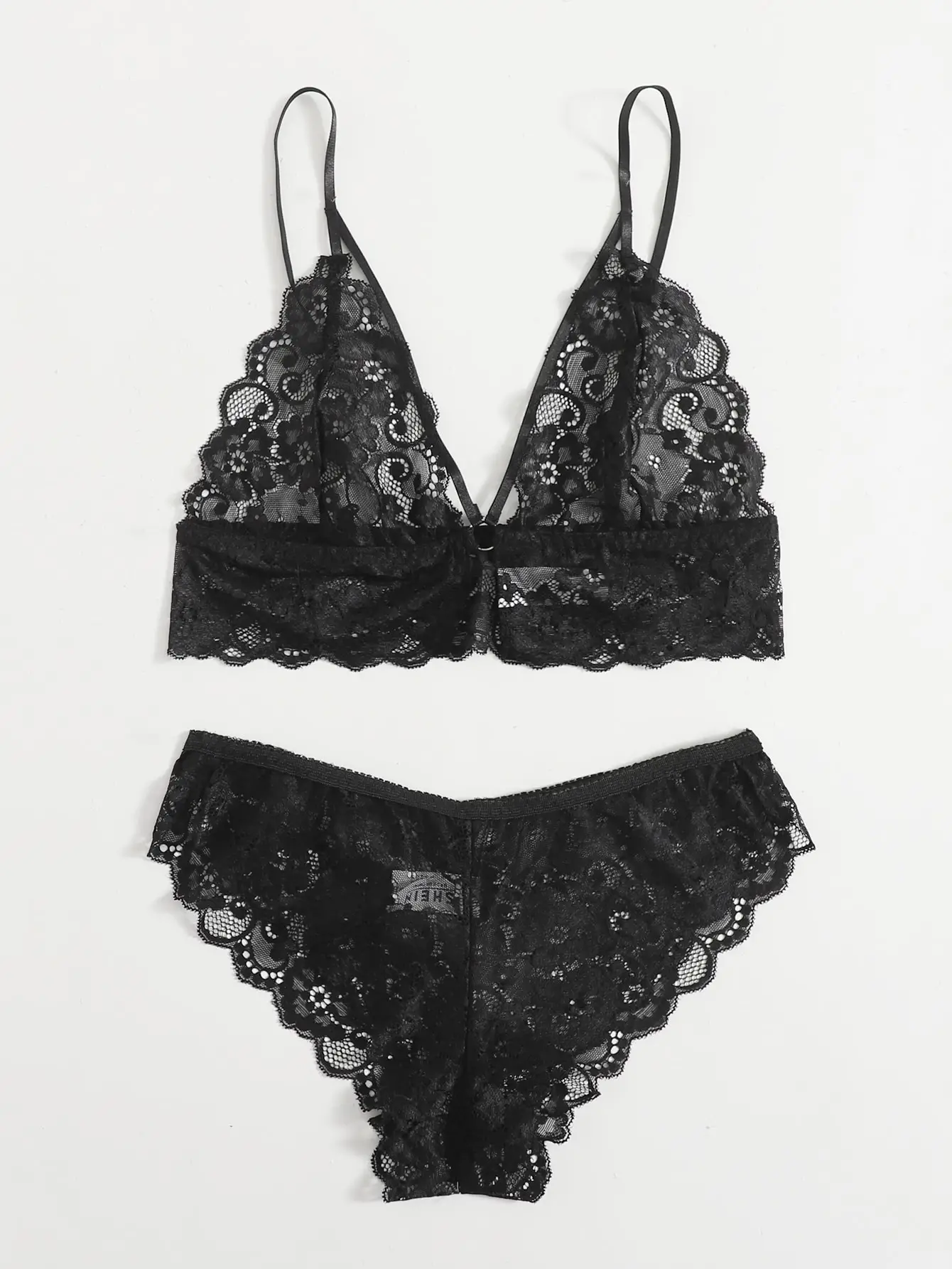 Black Lace Lingerie Set Sheer Floral Bralette and Panty for Women Date Night Romantic
Black Lace Lingerie Set Sheer Floral Bralette and Panty for Women Date Night Romantic
