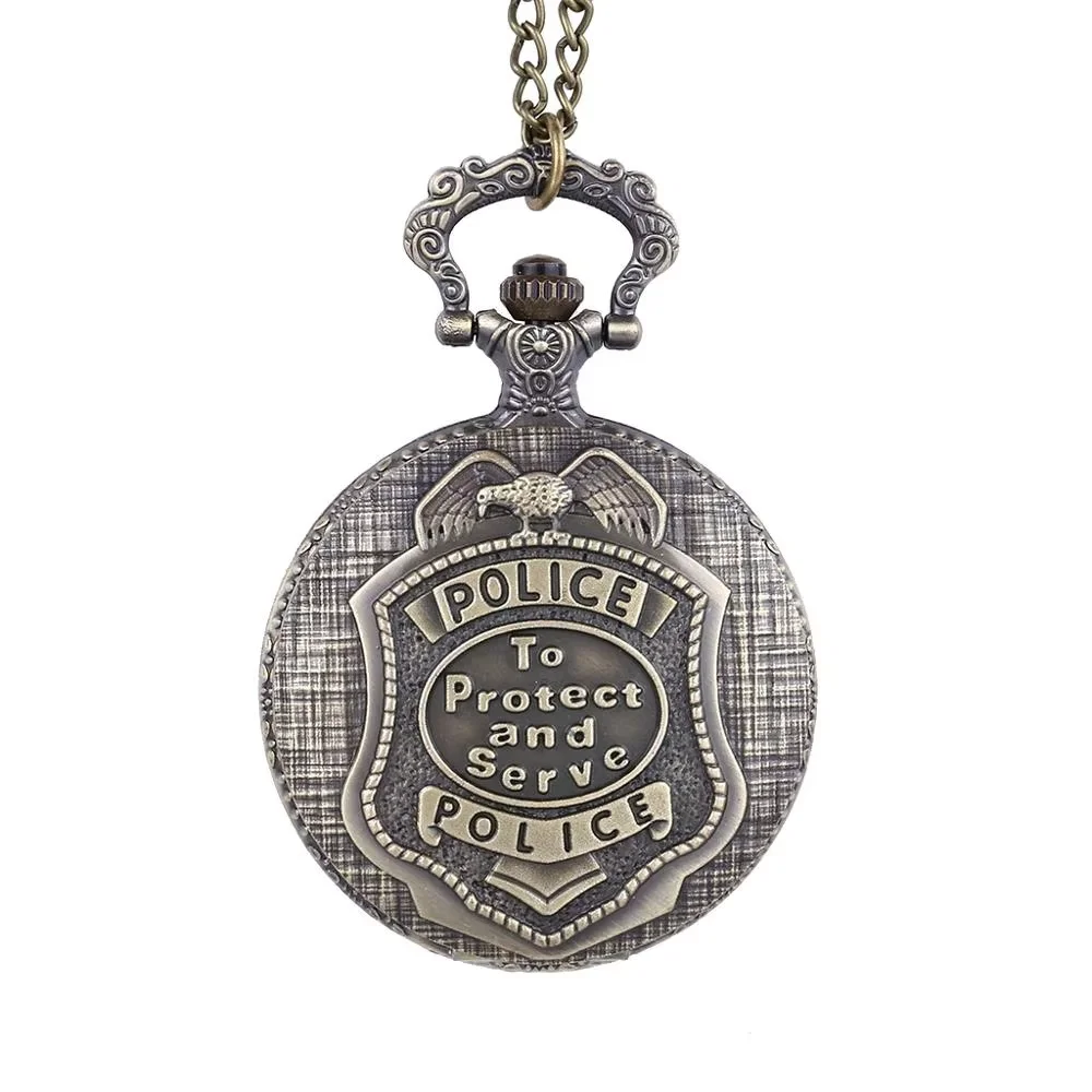8855Retro fashion trend police letter bronze open cover men and women children pocket watch with chain
8855Retro fashion trend police letter bronze open cover men and women children pocket watch with chain