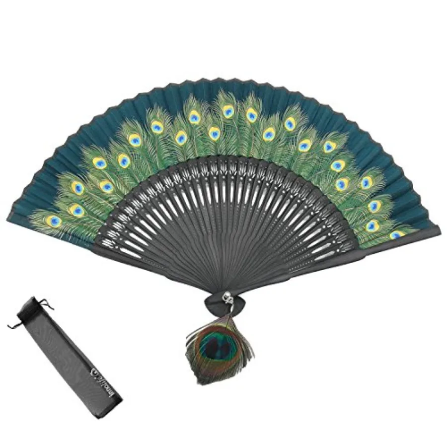 Chinese/Japanese Elegant Peacock Pattern Folding Bamboo Handheld Silk Hand Fan Hand-Crafted with Carrying Pouch
Chinese/Japanese Elegant Peacock Pattern Folding Bamboo Handheld Silk Hand Fan Hand-Crafted with Carrying Pouch