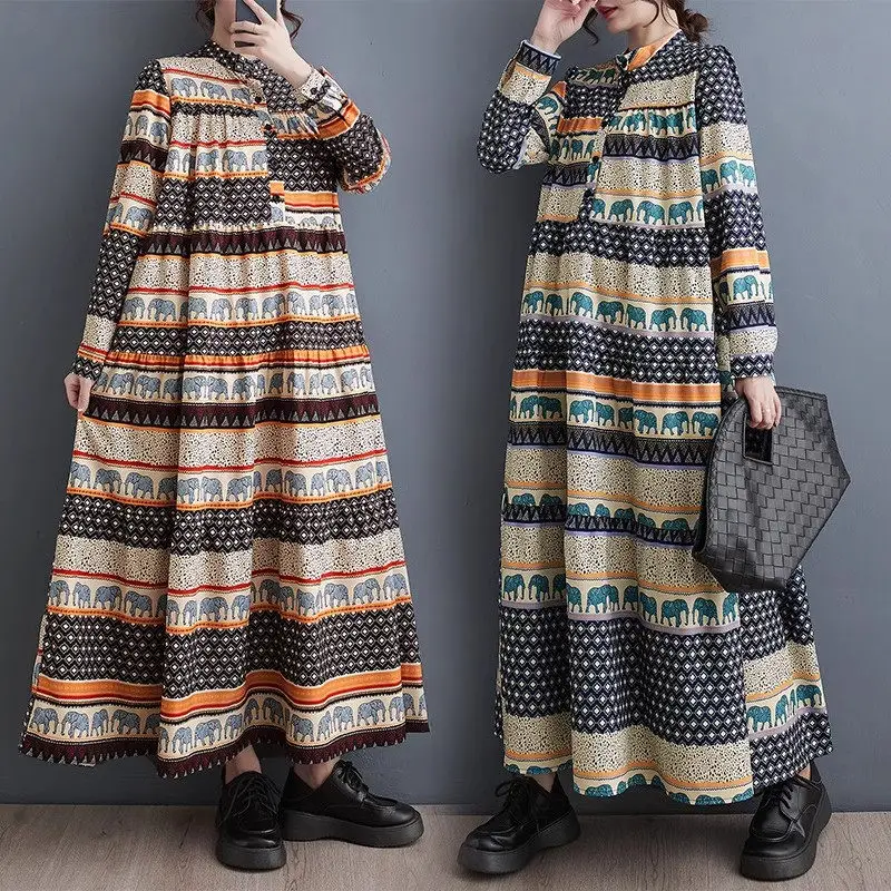 Dresses 2024 Korean Spring And Autumn New Large Size Loose Fashion Long Sleeved Printed Mid Length Dress With Long Sleeve Z4396
Dresses 2024 Korean Spring And Autumn New Large Size Loose Fashion Long Sleeved Printed Mid Length Dress With Long Sleeve Z4396