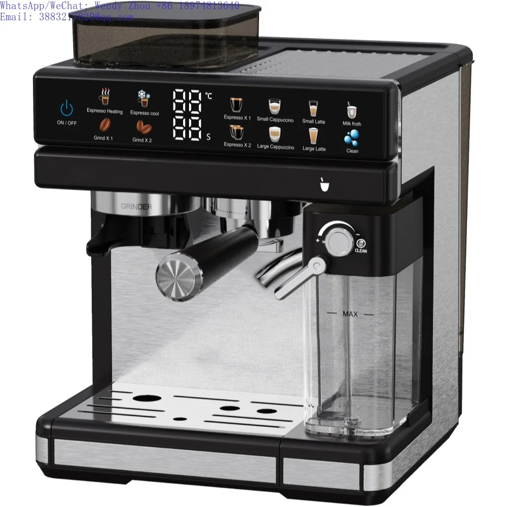 Кофемашина для эспрессо с отсоединяемым резервуаром для молока на 500 мл, резервуаром для воды на 2,6 л и кофемолкой с 20 настройками помола
Кофемашина для эспрессо с отсоединяемым резервуаром для молока на 500 мл, резервуаром для воды на 2,6 л и кофемолкой с 20 настройками помола