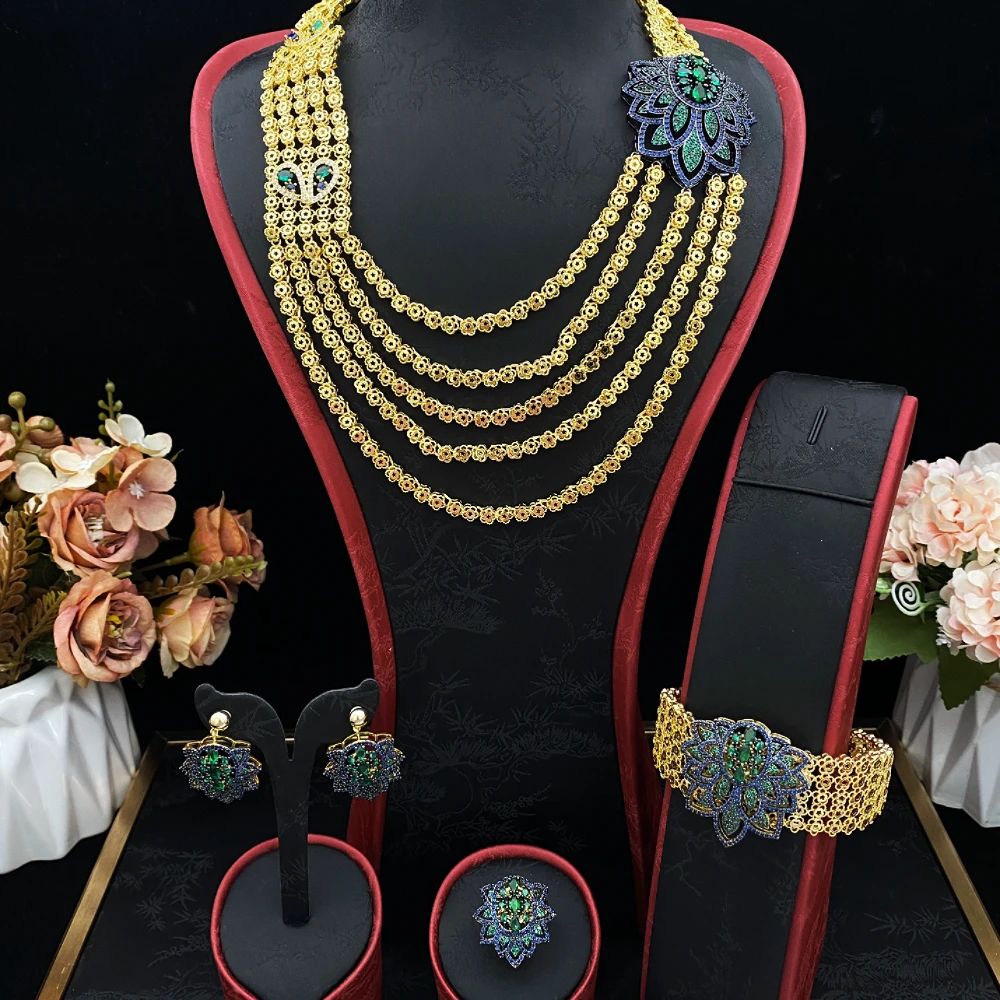 JRH Dubai Glamour Glitter Women's Zircon Plated Copper Jewelry Set Multiple Layers Ring Bracelet Necklace Earrings
JRH Dubai Glamour Glitter Women's Zircon Plated Copper Jewelry Set Multiple Layers Ring Bracelet Necklace Earrings