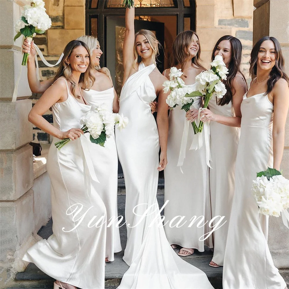 Yunshang Simple Mermaid Wedding Dress Halter Open Back Sleeveless Satin Pleat Elegant Bridal Gown Sweep Train Vestidos De Novia
Yunshang Simple Mermaid Wedding Dress Halter Open Back Sleeveless Satin Pleat Elegant Bridal Gown Sweep Train Vestidos De Novia