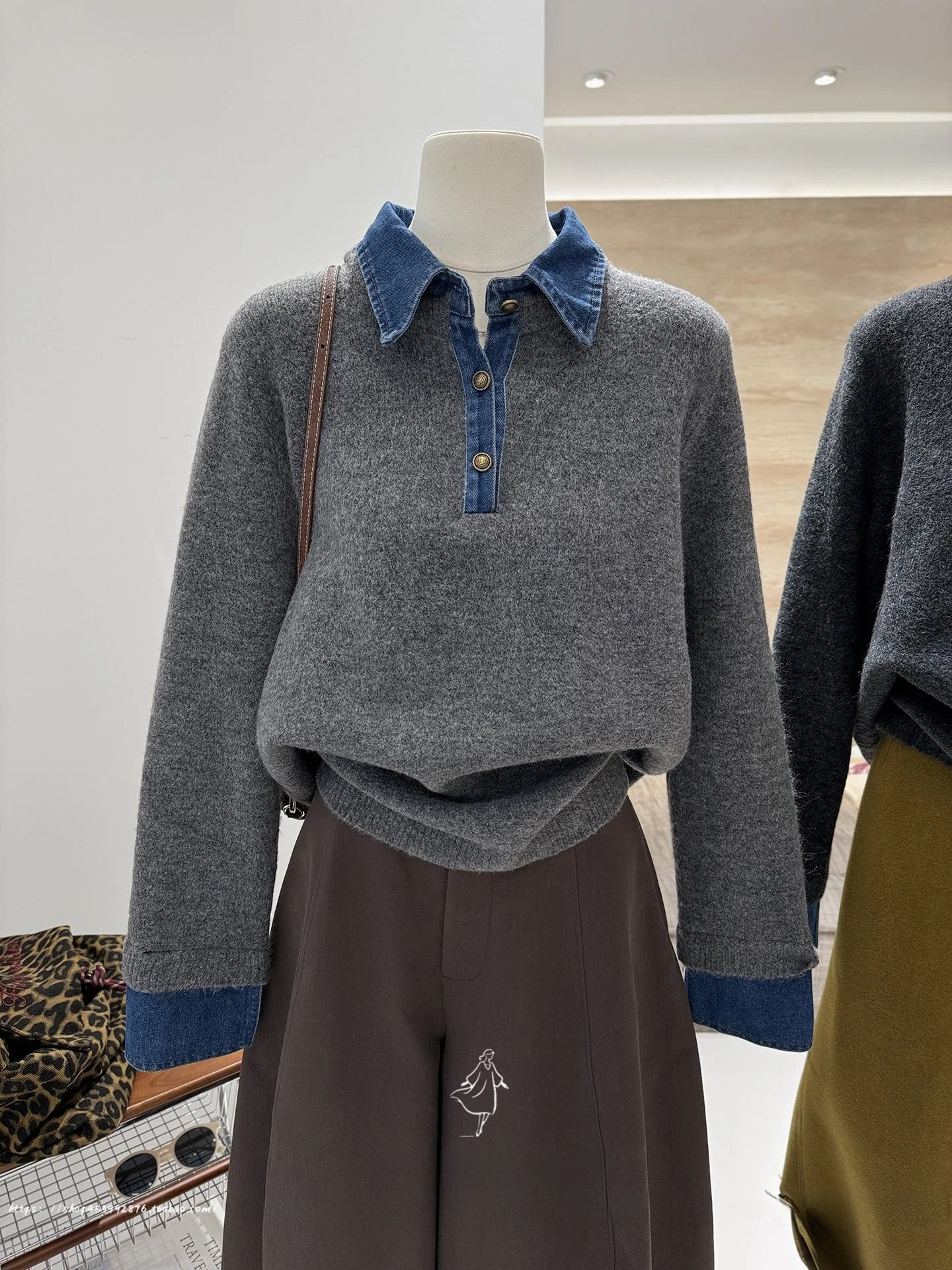 Korean Sle Soft Plaid Denim Collar Sweater Women's Winter New Lazy Slimming Knitted irt Loose Fit Regular Sle Long Sve
Korean Sle Soft Plaid Denim Collar Sweater Women's Winter New Lazy Slimming Knitted irt Loose Fit Regular Sle Long Sve