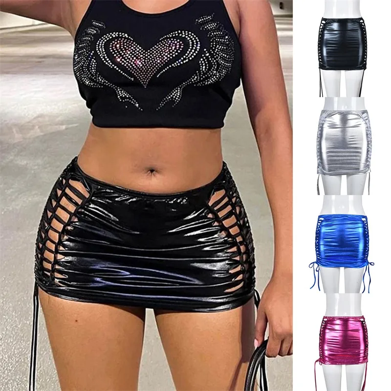 High Waist Pu Leather Women's Mini Skirt Bodycon Silver Sexy Female Short Skirt 2023 New Autumn Summer Lady Bottom Bandage
High Waist Pu Leather Women's Mini Skirt Bodycon Silver Sexy Female Short Skirt 2023 New Autumn Summer Lady Bottom Bandage