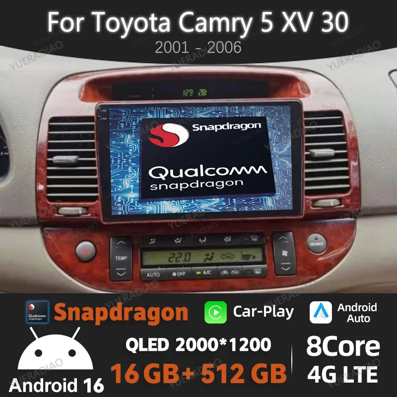 Android 16 Car Radio For Toyota Camry 5 XV 30 2001 - 2006 QLED 4G LTE 5G WIFI 2DIN GPS NAVI Multimedia Stereo Video Player BT
Android 16 Car Radio For Toyota Camry 5 XV 30 2001 - 2006 QLED 4G LTE 5G WIFI 2DIN GPS NAVI Multimedia Stereo Video Player BT