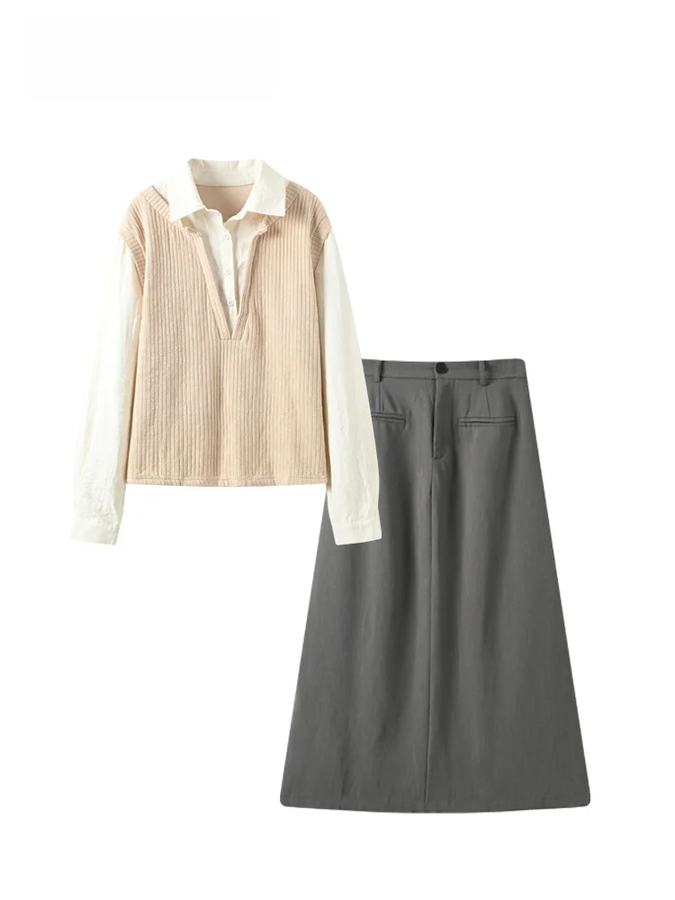 plus Size Women's Long Sleeve Shirt And Skirt Set Spring Fashionable Versatile College Style Outfit Polyester Fiber Commute
plus Size Women's Long Sleeve Shirt And Skirt Set Spring Fashionable Versatile College Style Outfit Polyester Fiber Commute