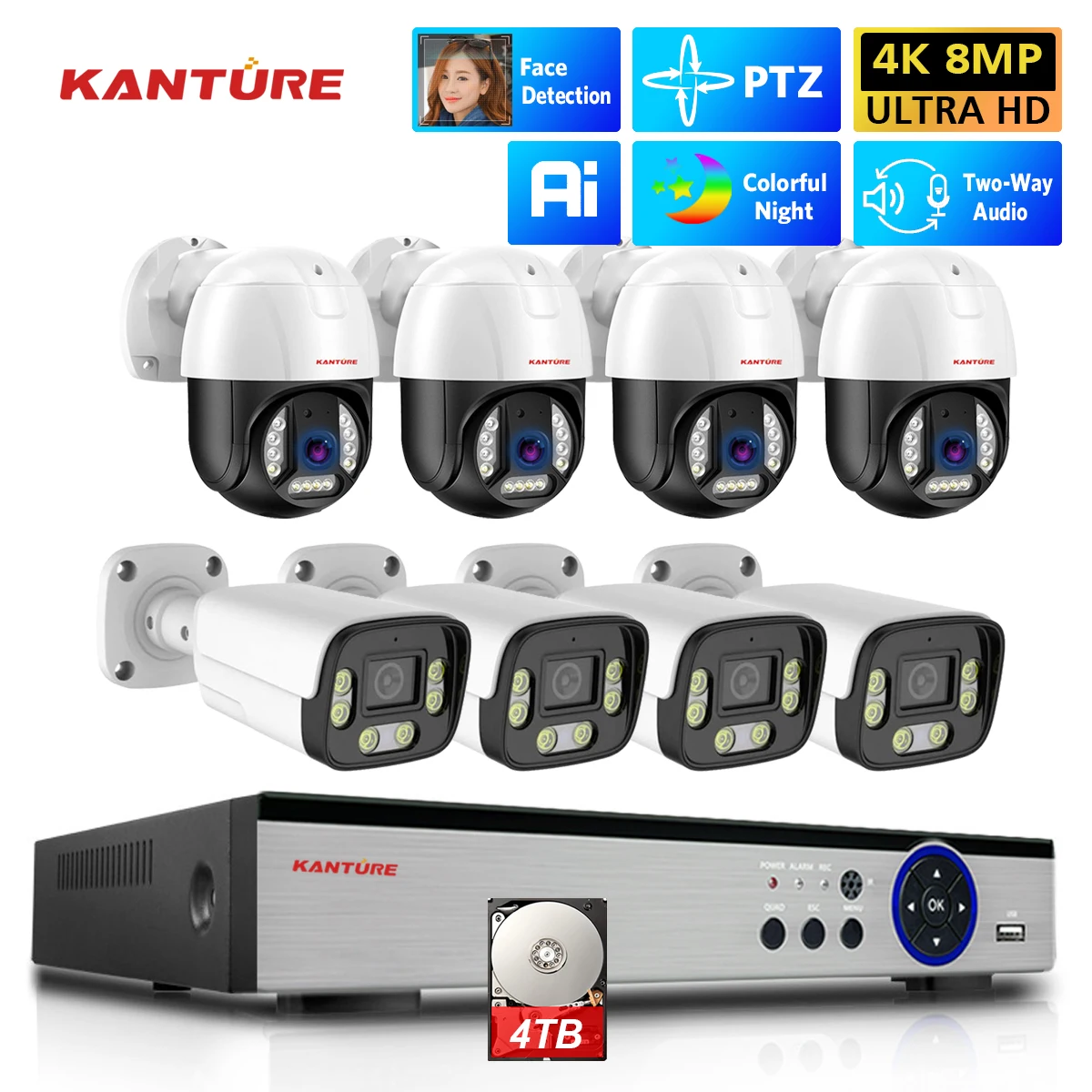 XMEYE 4K 8CH POE Security Camera System 2K PTZ Outdoor Waterproof Ai Face Detect Two Way Audio Video Surveillance NVR Camera Kit
XMEYE 4K 8CH POE Security Camera System 2K PTZ Outdoor Waterproof Ai Face Detect Two Way Audio Video Surveillance NVR Camera Kit