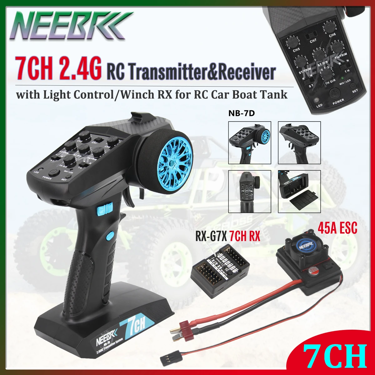 2.4GHz 7CH Radio System RC Transmitter&Receiver with Remote Control Led Light Winch Channels Upgrade Parts for RC Car Boat Tank
2.4GHz 7CH Radio System RC Transmitter&Receiver with Remote Control Led Light Winch Channels Upgrade Parts for RC Car Boat Tank
