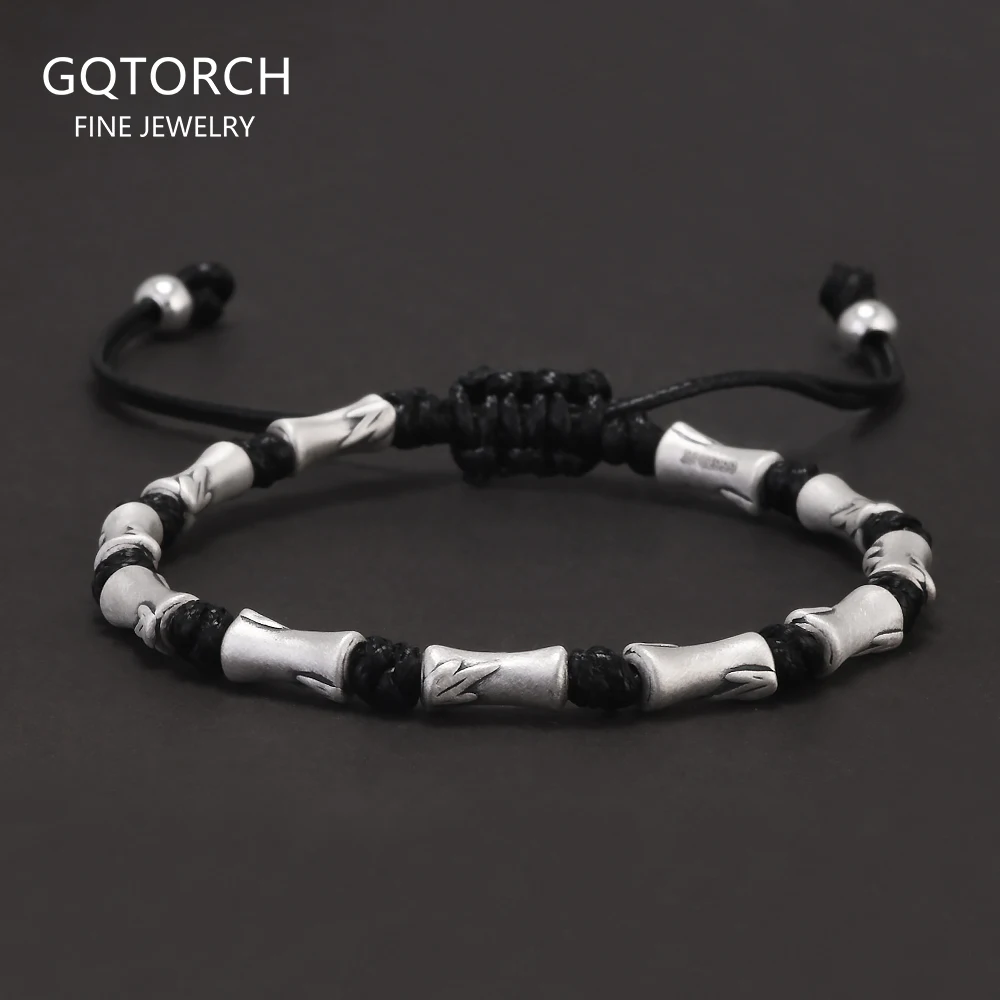 Handmade 999 Pure Silver Beads Black Rope Braided Charms Bracelet Lucky Bamboo Leather Rope Adjustable Wristband Retro Jewelry
Handmade 999 Pure Silver Beads Black Rope Braided Charms Bracelet Lucky Bamboo Leather Rope Adjustable Wristband Retro Jewelry