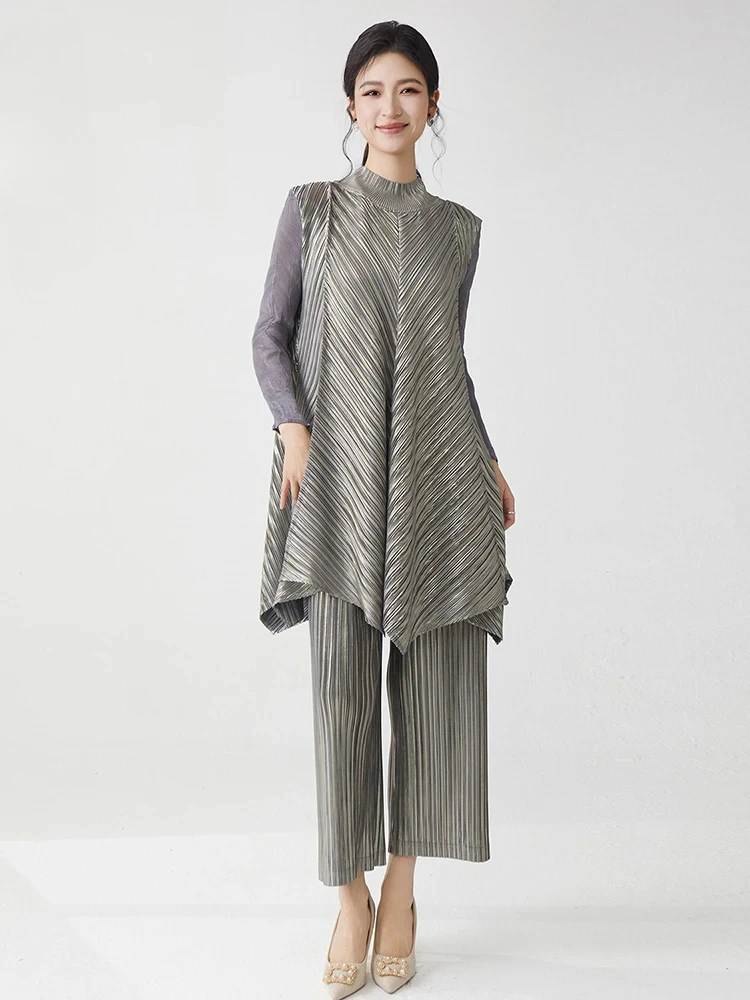ANLAN High Quality Women's Pleated Two Pieces Sets 2025 New Loose Stand Collar Long Tops And Wide Leg Straight Pants 2AN9768
ANLAN High Quality Women's Pleated Two Pieces Sets 2025 New Loose Stand Collar Long Tops And Wide Leg Straight Pants 2AN9768