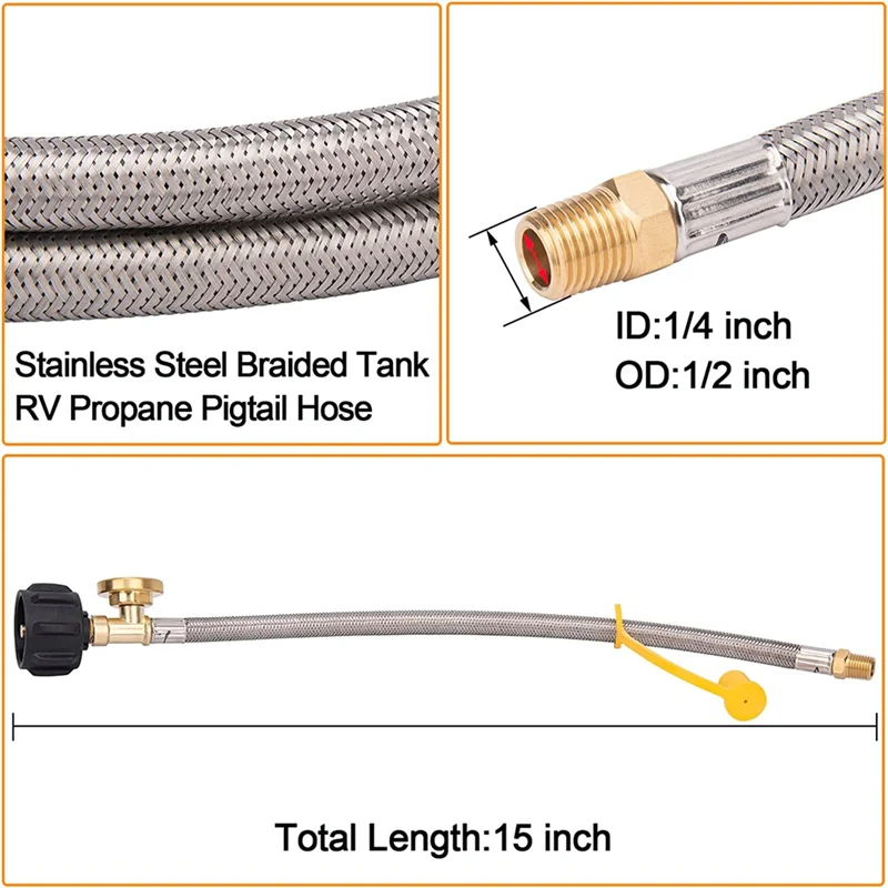 Leading-Edge-2 Pack Stainless Steel RV Propane Hose With Gauge For 5-40Lb Tanks - Stainless Braided Propane Hose Quick Connect
Leading-Edge-2 Pack Stainless Steel RV Propane Hose With Gauge For 5-40Lb Tanks - Stainless Braided Propane Hose Quick Connect
