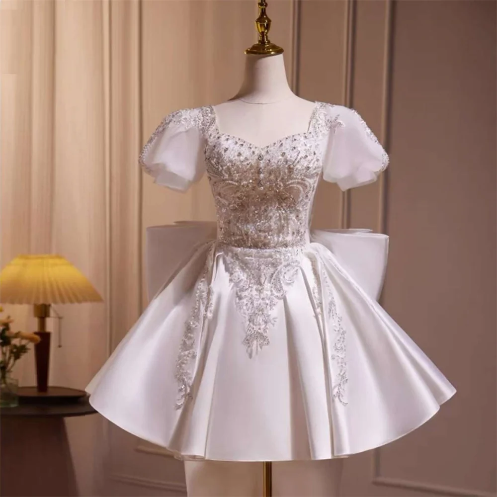 Customized Formal Dress Prom Evening Gown Dearin Square Collar Ball Mini Length Skirts Bows Open Back Applique Bead Bespoke Occ
Customized Formal Dress Prom Evening Gown Dearin Square Collar Ball Mini Length Skirts Bows Open Back Applique Bead Bespoke Occ
