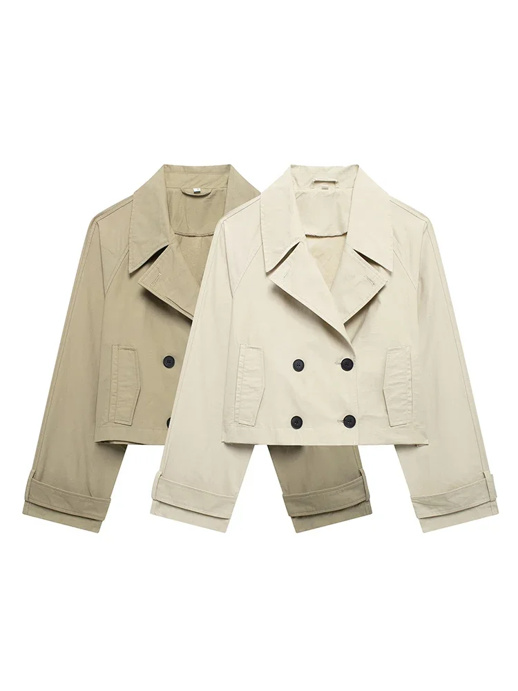 Willshela Women Fashion Solid Double Breasted Cropped Trench Jackets Vintage Lapel Neck Long Sleeves Female Chic Lady Outfits
Willshela Women Fashion Solid Double Breasted Cropped Trench Jackets Vintage Lapel Neck Long Sleeves Female Chic Lady Outfits