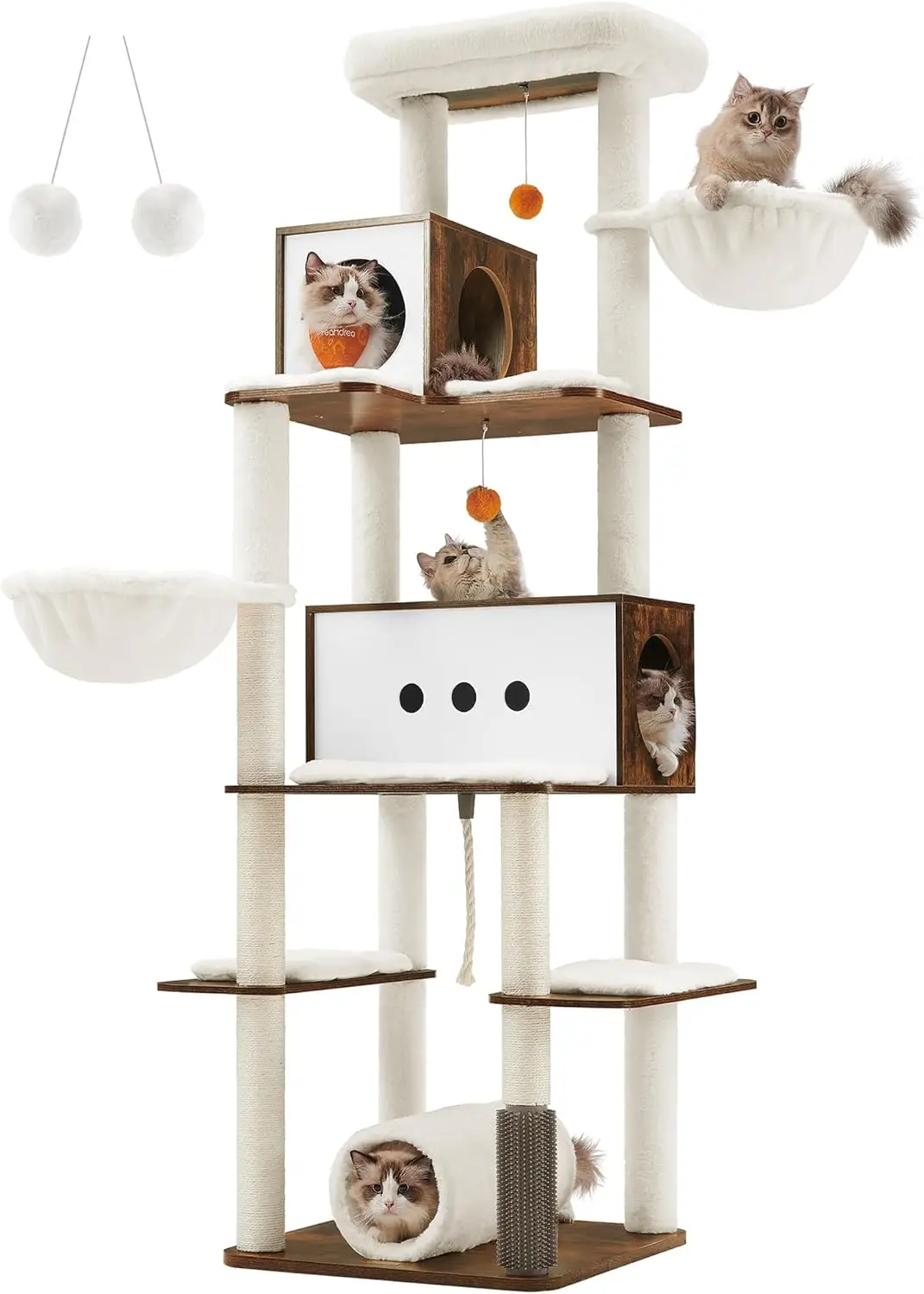 Cat Tree, 77.5-Inch Tall Modern Cat Tower for Large Indoor Cats, Multi-Level Cat Condo with 2 Caves, 2 Hammocks
Cat Tree, 77.5-Inch Tall Modern Cat Tower for Large Indoor Cats, Multi-Level Cat Condo with 2 Caves, 2 Hammocks