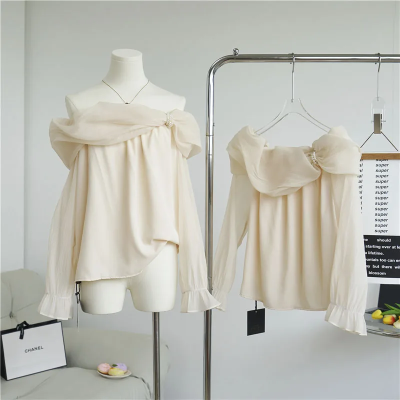 French Elegant Comfortable Tops Waist Blouse Sweet Off-the-shoulder Korean Fashion Party Shirts Blous
French Elegant Comfortable Tops Waist Blouse Sweet Off-the-shoulder Korean Fashion Party Shirts Blous