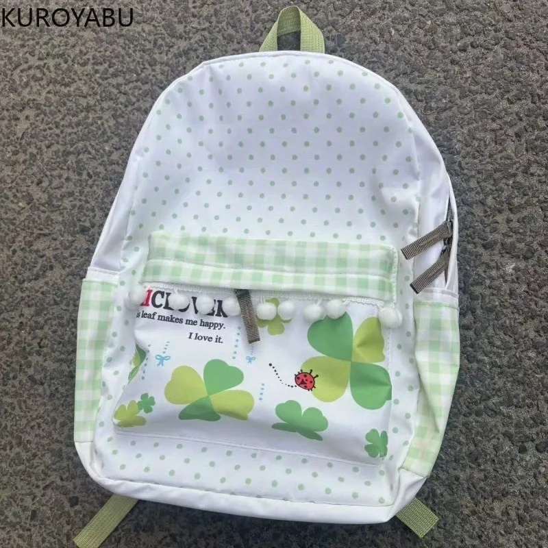 Japanese School Backpack Lucky Clover Print Bag Large Capacity Mochila Student Canvas Bags for Woman Portable Travel Sac Femme
Japanese School Backpack Lucky Clover Print Bag Large Capacity Mochila Student Canvas Bags for Woman Portable Travel Sac Femme