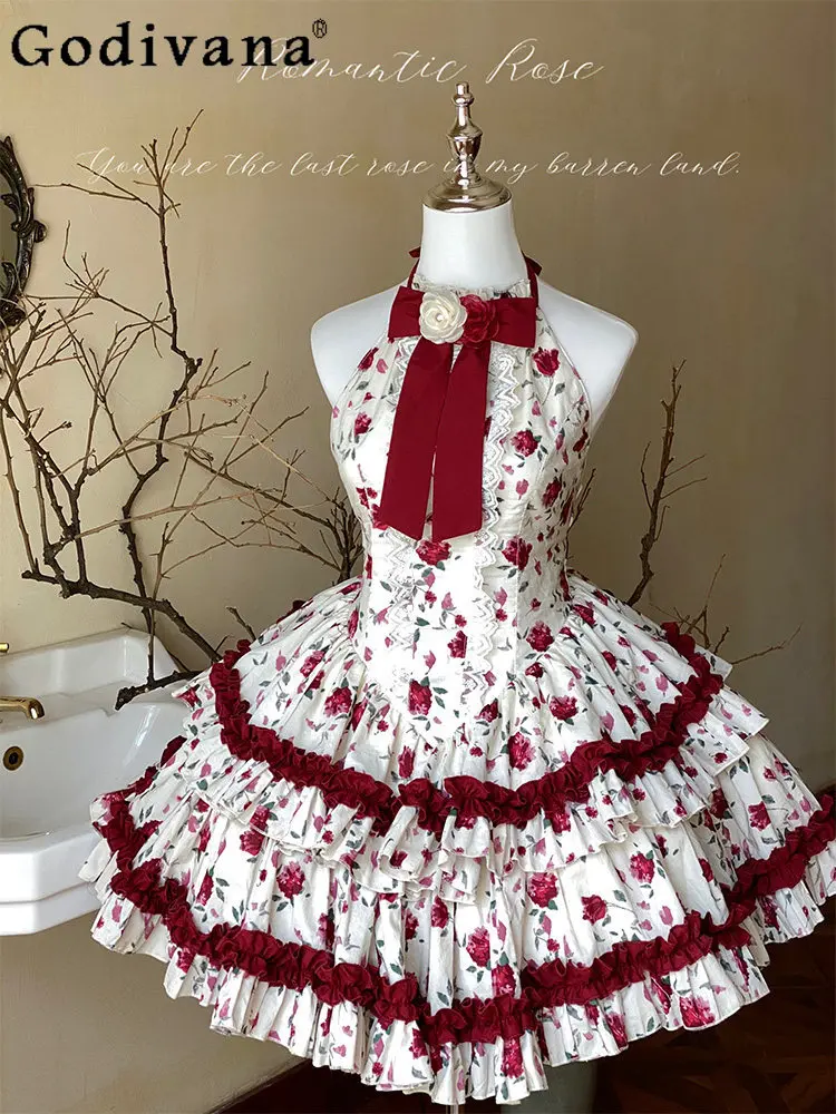 Sweetheart Girl Japanese Original Lolita Retro Dress Princess Style Doll Feel Printed Halter Dress
Sweetheart Girl Japanese Original Lolita Retro Dress Princess Style Doll Feel Printed Halter Dress