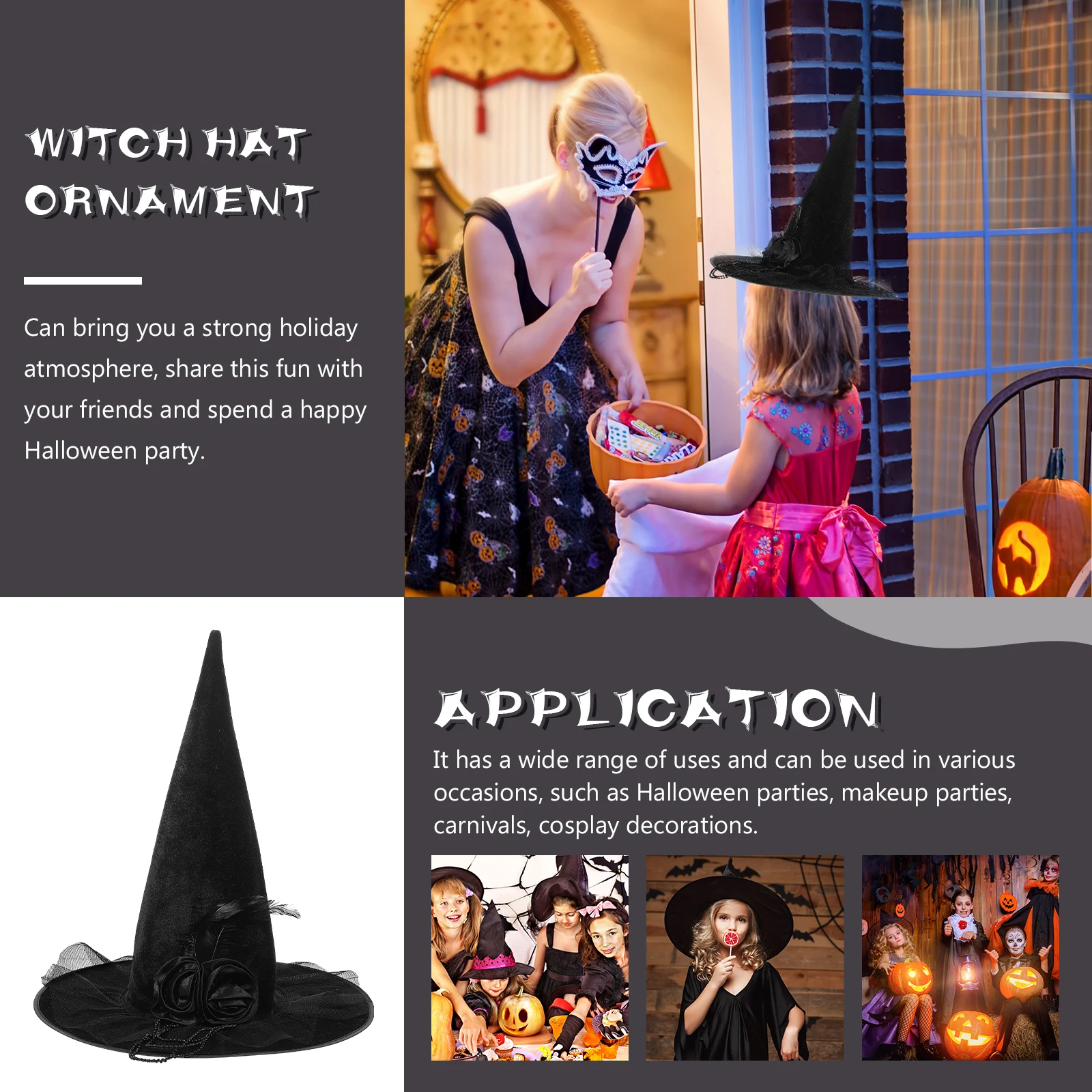 Witch Hat Halloween Decor Lightweight Polyester Plastic Prop for Festival Party Carnivals Costume Contests
Witch Hat Halloween Decor Lightweight Polyester Plastic Prop for Festival Party Carnivals Costume Contests