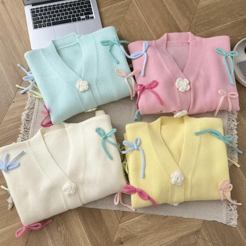 Autumn Winter New Sweet Temperament Three-Dimensional Flower Coats Lazy Loose Colorful Bow Chic Sweater Cardigan Harajuku Y2k
Autumn Winter New Sweet Temperament Three-Dimensional Flower Coats Lazy Loose Colorful Bow Chic Sweater Cardigan Harajuku Y2k