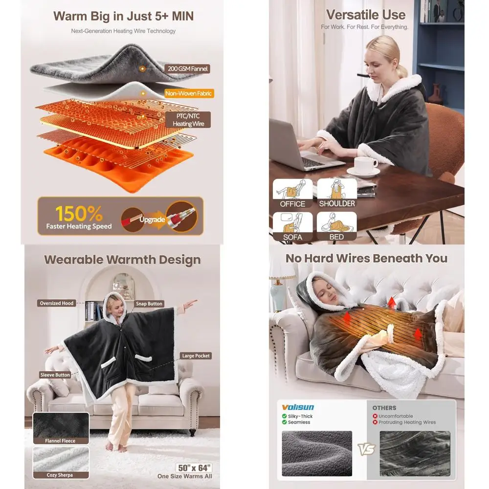 Одеяло с электрическим подогревом и шалью, 9-уровневое нагревание и таймер на 1–10 часов, серый для женщин и бабушек
Одеяло с электрическим подогревом и шалью, 9-уровневое нагревание и таймер на 1–10 часов, серый для женщин и бабушек