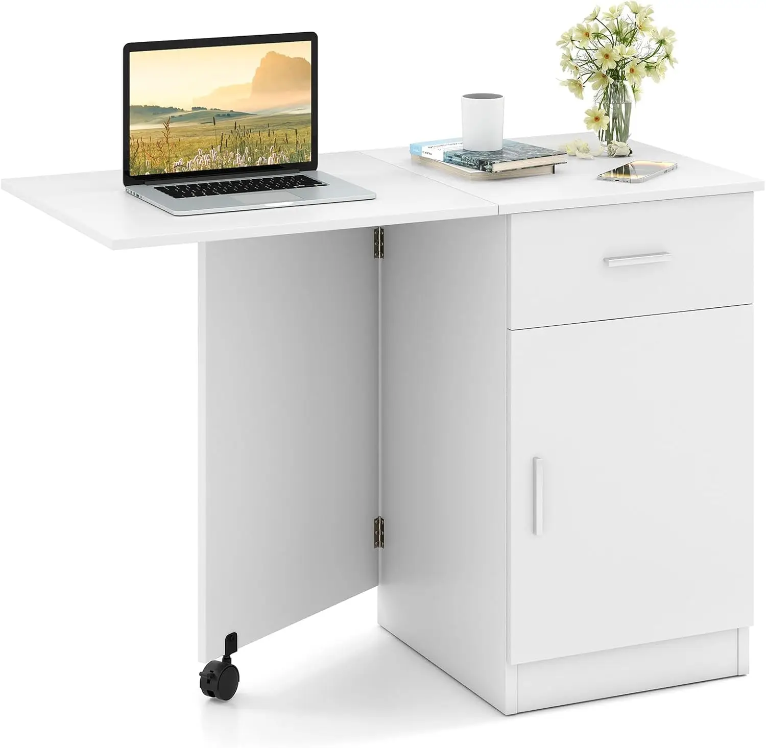 Folding Computer Desk with Storage Drawer & Cabinet, Compact Home Office Desk with Adjustable Shelf, Space-Saving Folda
Folding Computer Desk with Storage Drawer & Cabinet, Compact Home Office Desk with Adjustable Shelf, Space-Saving Folda