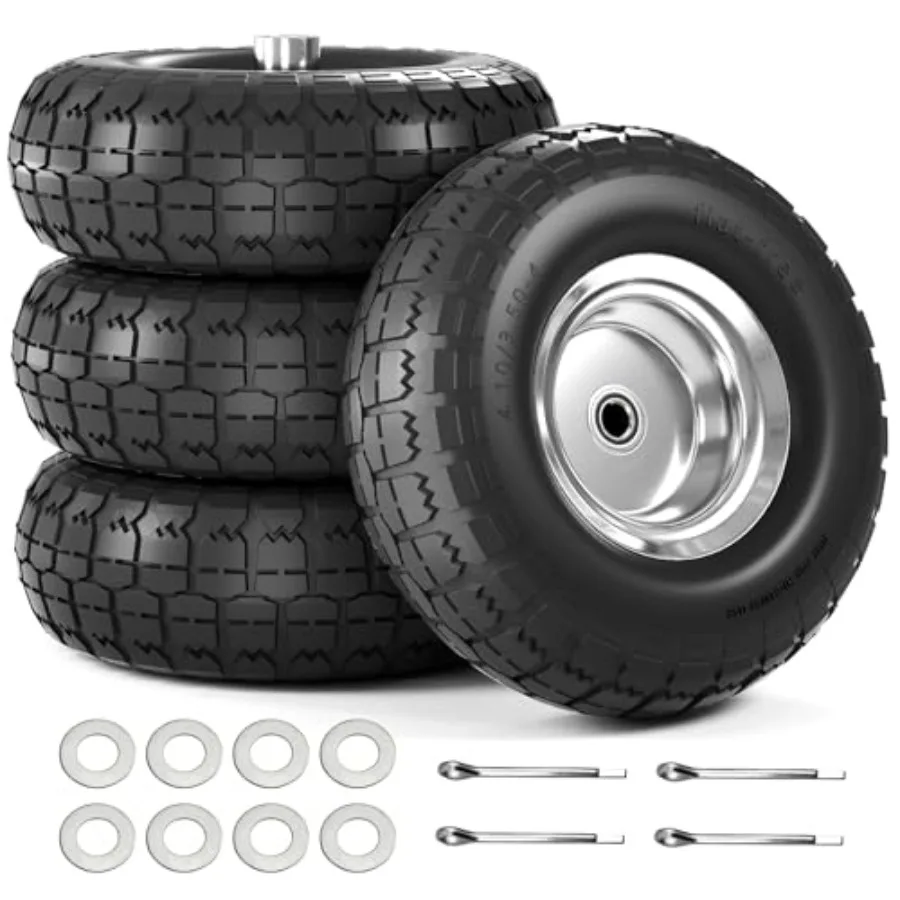 UPGRADED Tire and Wheel Flat Free, 10 Inch Solid Rubber Tire with 5/8"Axle Bore Hole and Double Sealed Bearings, for Dolly Whee
UPGRADED Tire and Wheel Flat Free, 10 Inch Solid Rubber Tire with 5/8"Axle Bore Hole and Double Sealed Bearings, for Dolly Whee