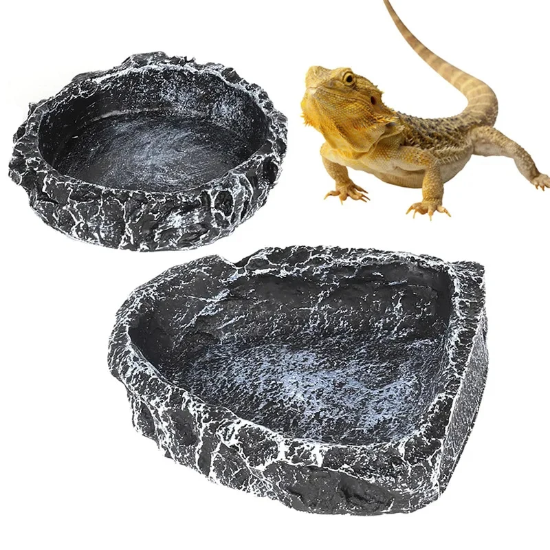 Reptile Feeding Water Bowl Realistic Stone Texture Resin Food Dish for Bearded Dragons Lizards Tortoise
Reptile Feeding Water Bowl Realistic Stone Texture Resin Food Dish for Bearded Dragons Lizards Tortoise