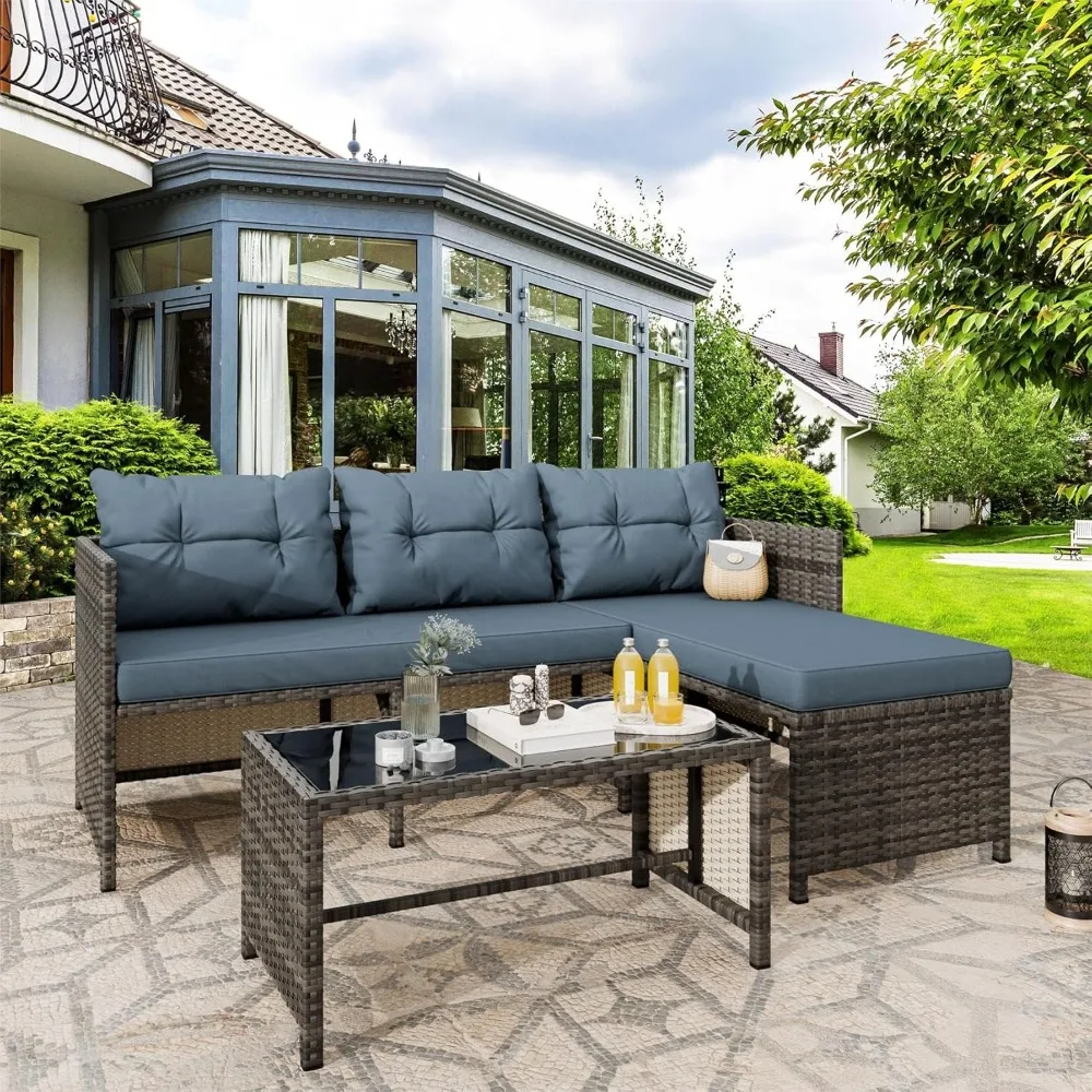 Vongrasig 3 Piece Patio Furniture Sets, All-Weather Wicker Outdoor Sofa Couch Sectional Set, Small Conversation Set for Patio, G
Vongrasig 3 Piece Patio Furniture Sets, All-Weather Wicker Outdoor Sofa Couch Sectional Set, Small Conversation Set for Patio, G