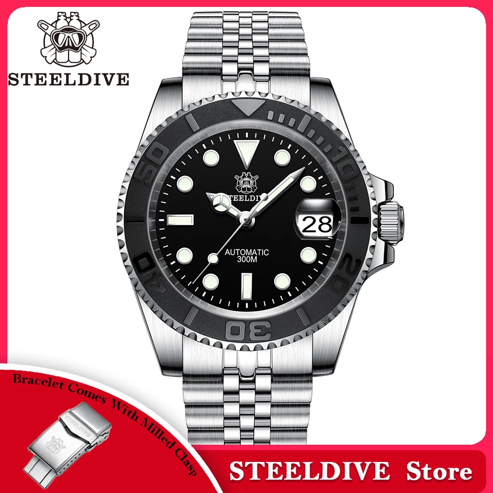 STEELDIVE Brand Black Ceramic Bezel insert 41mm Steel Case Sapphire Glass BGW9 Blue Luminous 300M Waterproof Mens Dive Watches
STEELDIVE Brand Black Ceramic Bezel insert 41mm Steel Case Sapphire Glass BGW9 Blue Luminous 300M Waterproof Mens Dive Watches