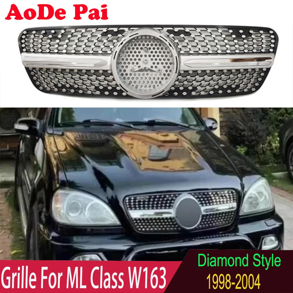 Diamond Radiator Style Front Bumper Mesh Hood Grille Grill For Mercedes Benz ML W163 1998-2004
Diamond Radiator Style Front Bumper Mesh Hood Grille Grill For Mercedes Benz ML W163 1998-2004