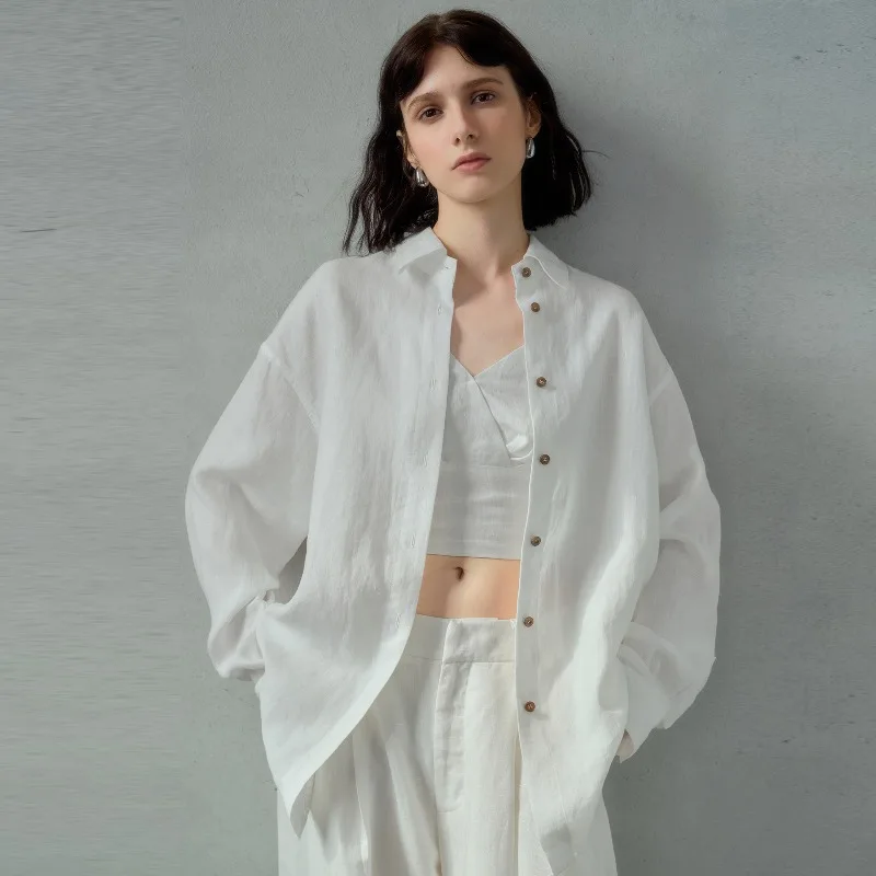 Белый цвет, свободные рубашки из 100% конопли, новые летние каникулы, женские топы с длинными рукавами, однобортная модная блузка с отложным воротником
Белый цвет, свободные рубашки из 100% конопли, новые летние каникулы, женские топы с длинными рукавами, однобортная модная блузка с отложным воротником