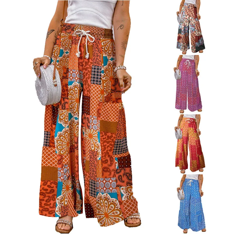 Bohemia Summer Pant Women Floral Print Wide Leg Trousers Ladies Casual Loose Long Pant Vintage Elastic High Waist Beach Pants
Bohemia Summer Pant Women Floral Print Wide Leg Trousers Ladies Casual Loose Long Pant Vintage Elastic High Waist Beach Pants