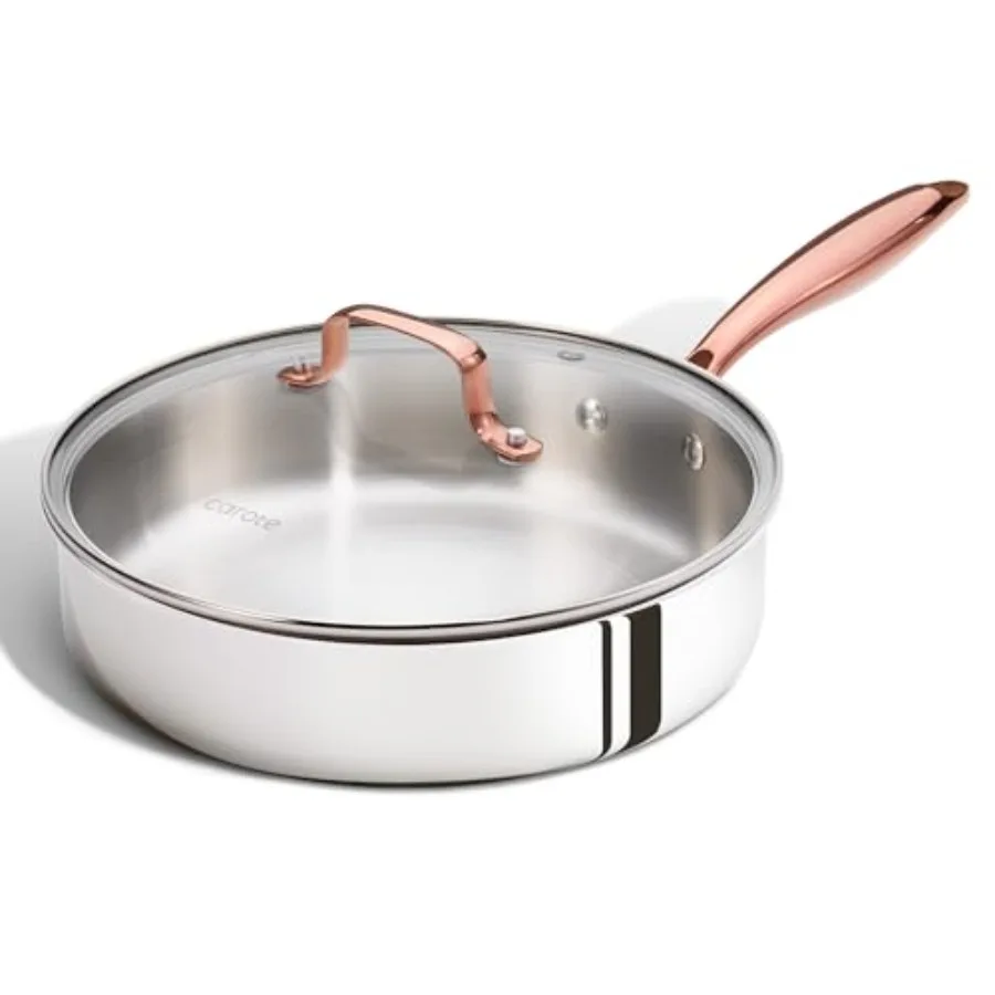 Tri-Ply Stainless Steel Deep Frying Pan, Non-Toxic Saute Pan, Oven Safe, Induction, Ceramic and Gas Cooktops Compatible
Tri-Ply Stainless Steel Deep Frying Pan, Non-Toxic Saute Pan, Oven Safe, Induction, Ceramic and Gas Cooktops Compatible