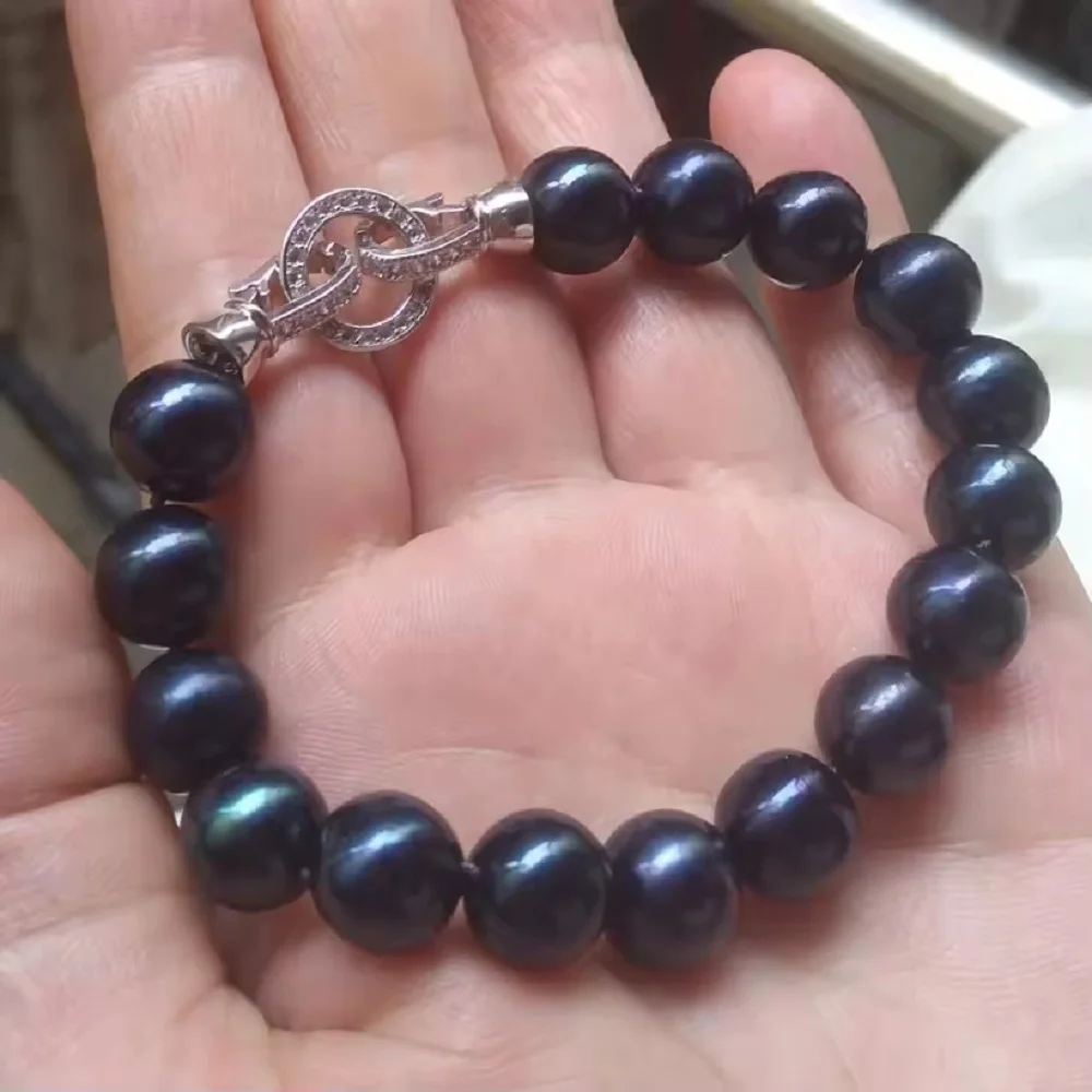 Enchanting Tahiti Natural 10-11mm Black Pearl Bracelet 7.5-8 "19-20cm Free Shipping 925 Silver
Enchanting Tahiti Natural 10-11mm Black Pearl Bracelet 7.5-8 "19-20cm Free Shipping 925 Silver