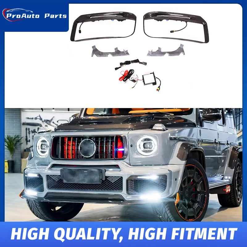 Dry Carbon LED Daytime Running Light Trim Frame for Mercedes G-Class W464 B Style Wide Body Front Bumper Lamp G900 OEM 1:1
Dry Carbon LED Daytime Running Light Trim Frame for Mercedes G-Class W464 B Style Wide Body Front Bumper Lamp G900 OEM 1:1