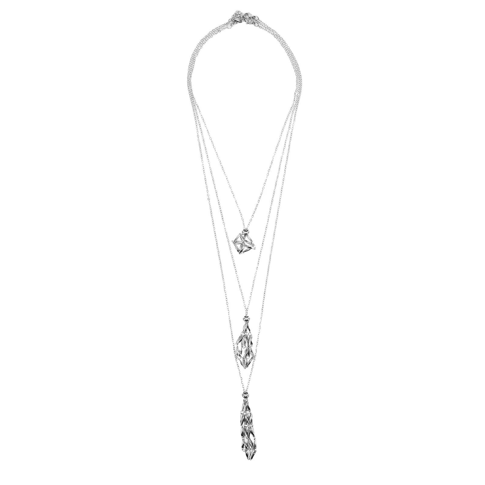 3pcs Stainless Steel Crystal Holder Necklace Empty Cage Fish Net Design Adjustable For Diy Jewelry Making Stone Charm Cord
3pcs Stainless Steel Crystal Holder Necklace Empty Cage Fish Net Design Adjustable For Diy Jewelry Making Stone Charm Cord