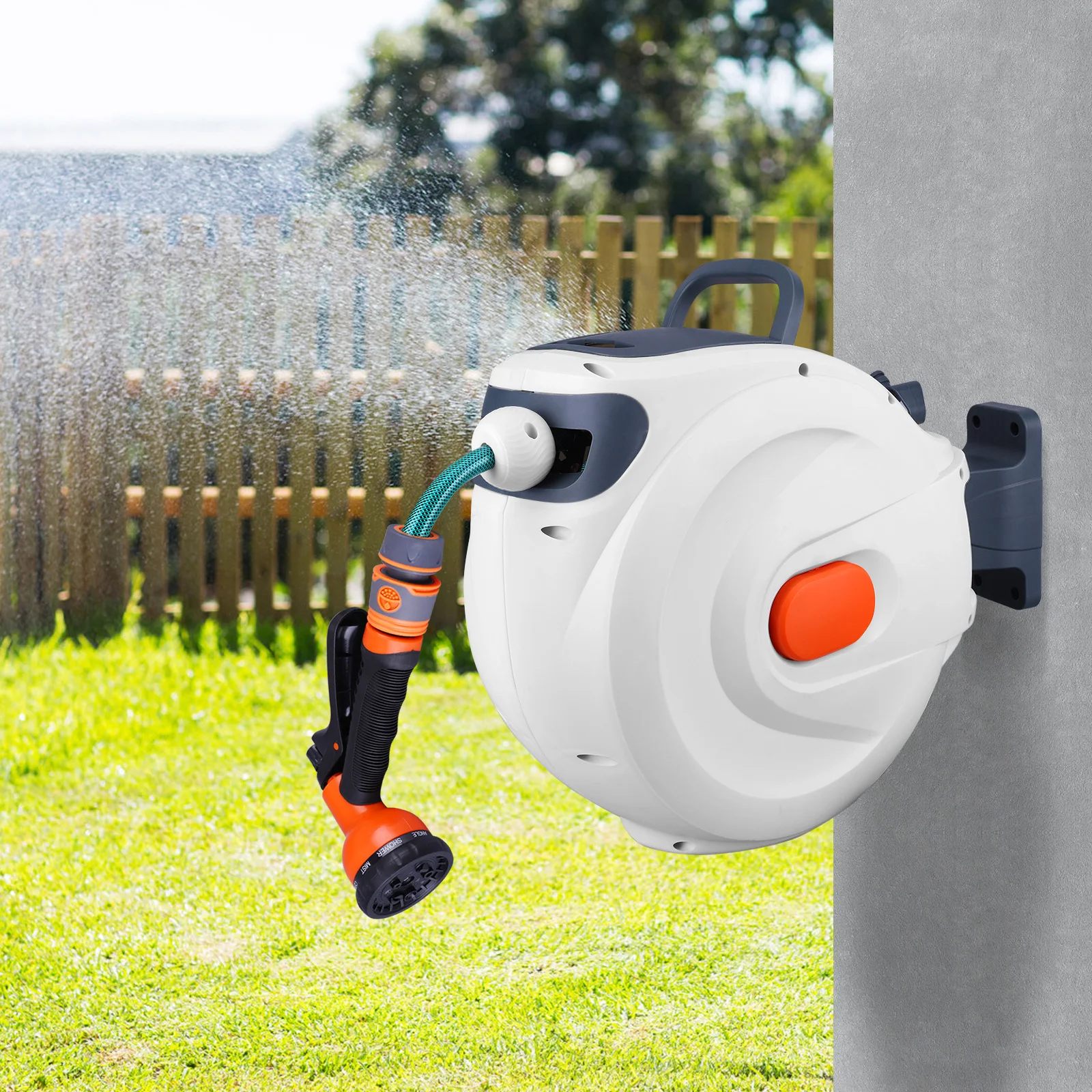 65 Ft Retractable Garden Hose Reel Wall Mounted Hose Reel Any Length Lock Automatic Hose Reel Slow Return System for Car Washing
65 Ft Retractable Garden Hose Reel Wall Mounted Hose Reel Any Length Lock Automatic Hose Reel Slow Return System for Car Washing