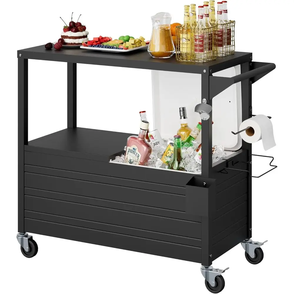 Portable 80-Quart Rolling Ice Chest with Insulated Cart, Outdoor Kitchen Prep Station, and Drink Cooler for Patio, BBQ, and Camp
Portable 80-Quart Rolling Ice Chest with Insulated Cart, Outdoor Kitchen Prep Station, and Drink Cooler for Patio, BBQ, and Camp