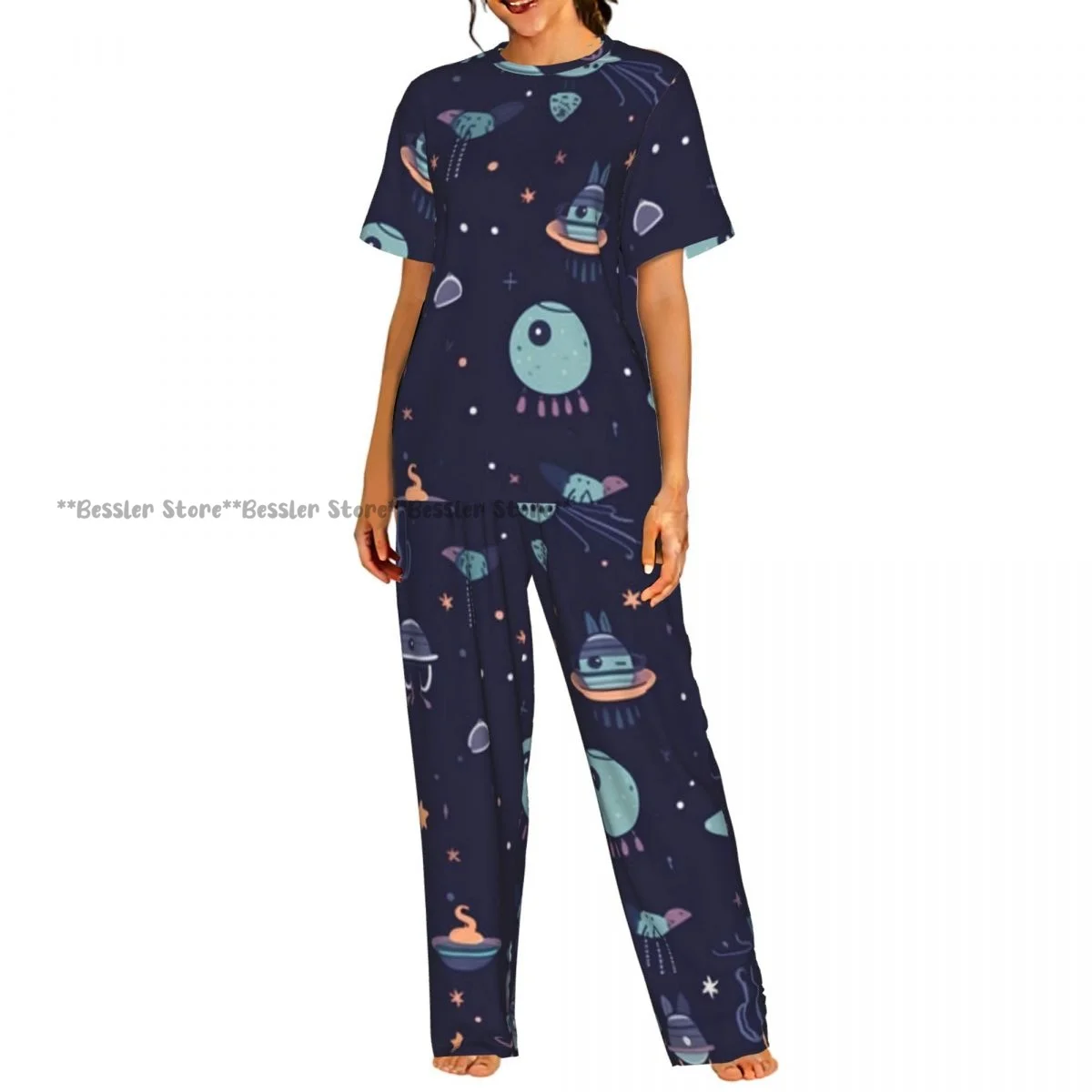 Women's Planets Stars And Spaceships short sleeve trousers casual pajamas set
Women's Planets Stars And Spaceships short sleeve trousers casual pajamas set