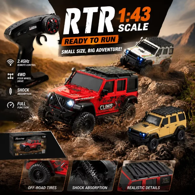 In Stock HuangBo 1:43 4WD RC Rock Crawler Car for Kids, Full Proportional Off-Road, Dual Shells, Shock Absorber Model
In Stock HuangBo 1:43 4WD RC Rock Crawler Car for Kids, Full Proportional Off-Road, Dual Shells, Shock Absorber Model