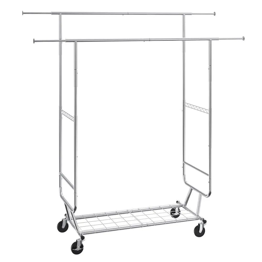 Heavy Duty Double for hanging Rod Garment Rack Adjustable Height Extendable Length with Bottom Storage Area and 600lbs Load
Heavy Duty Double for hanging Rod Garment Rack Adjustable Height Extendable Length with Bottom Storage Area and 600lbs Load