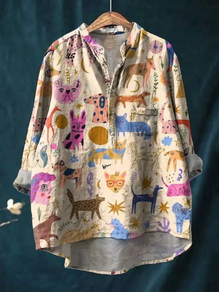 Fashion Girl's Plus Size Shirts Casual Loose Summer Animals Printed Vintage Lapel Collar Tunics Oversized Office Female Clothing
Fashion Girl's Plus Size Shirts Casual Loose Summer Animals Printed Vintage Lapel Collar Tunics Oversized Office Female Clothing