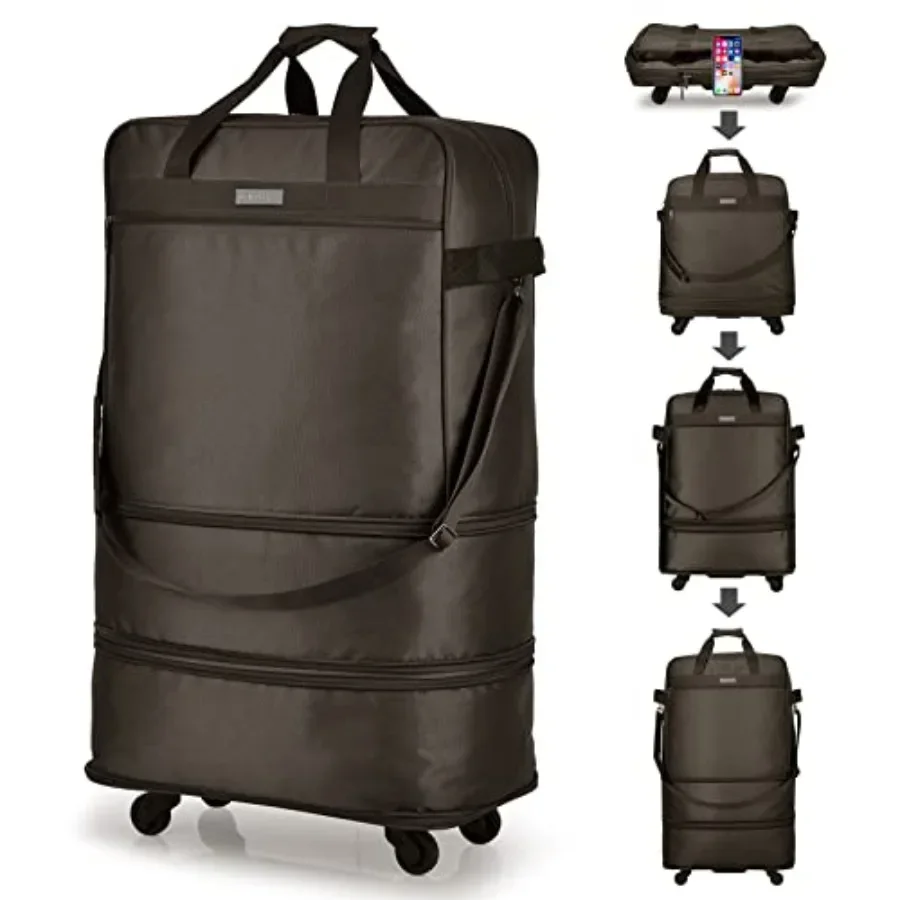 Travel suitcases with wheels: expandable, foldable, collapsible rolling duffel bag for men and women; lightweight coffee-colore
Travel suitcases with wheels: expandable, foldable, collapsible rolling duffel bag for men and women; lightweight coffee-colore