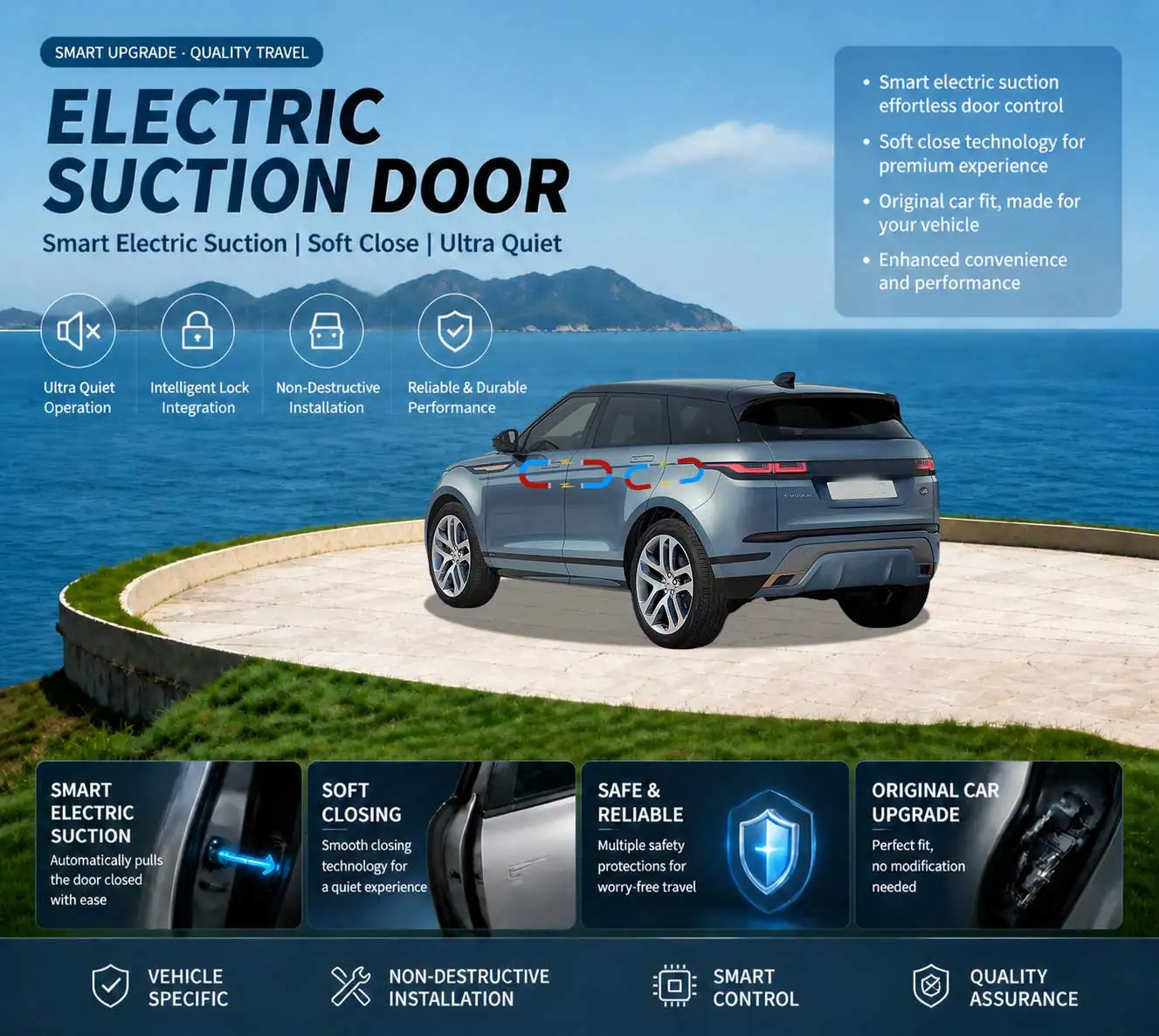 Car-Specific Auto Soft Close Door & Electric Tailgate Modification Kit for Land Rover RR Range Rover Evoque L551 2018-present
Car-Specific Auto Soft Close Door & Electric Tailgate Modification Kit for Land Rover RR Range Rover Evoque L551 2018-present