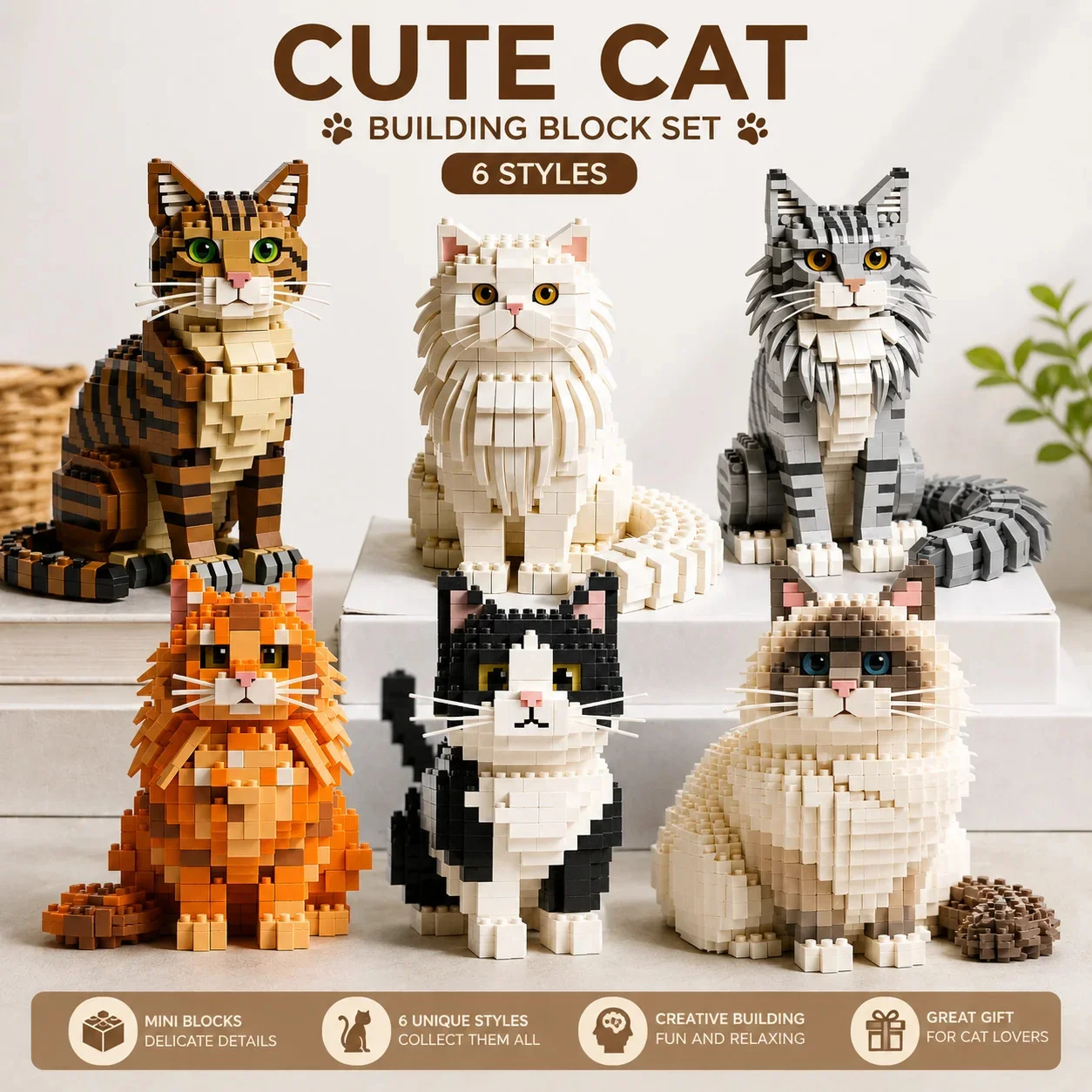 Cat Bricks Building Blocks Toy Figure Collectible DIY Display Compatible With Popular ABS Plastic Model For Adults Kids Gift
Cat Bricks Building Blocks Toy Figure Collectible DIY Display Compatible With Popular ABS Plastic Model For Adults Kids Gift